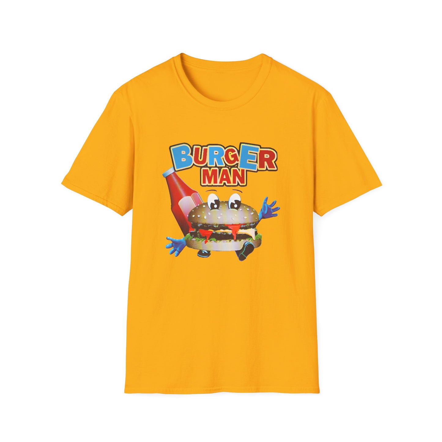 old video game burger man retro design reproduction tshirt