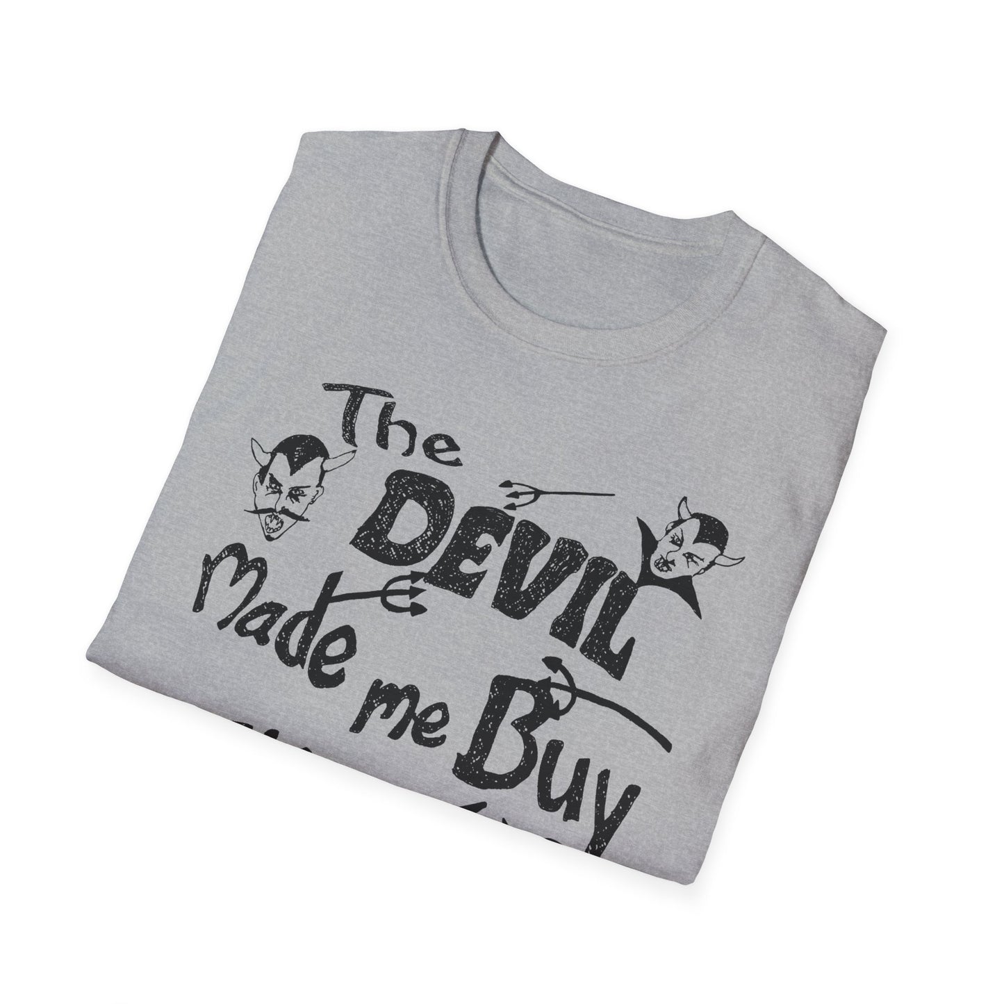 vintage the devil made me buy this shirt custom drawn reproduction tshirt