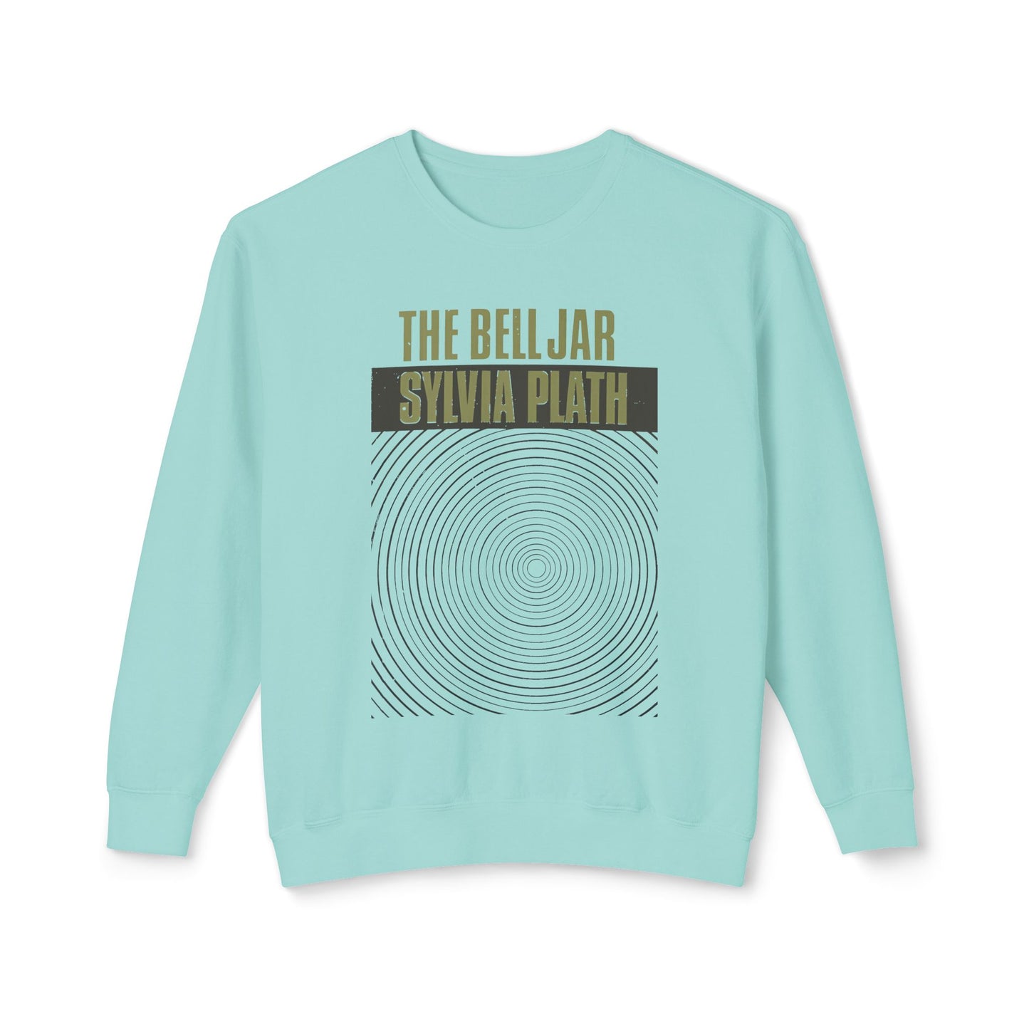 1963 book by sylvia plath "the bell jar" book cover on a 100% cotton sweatshirt