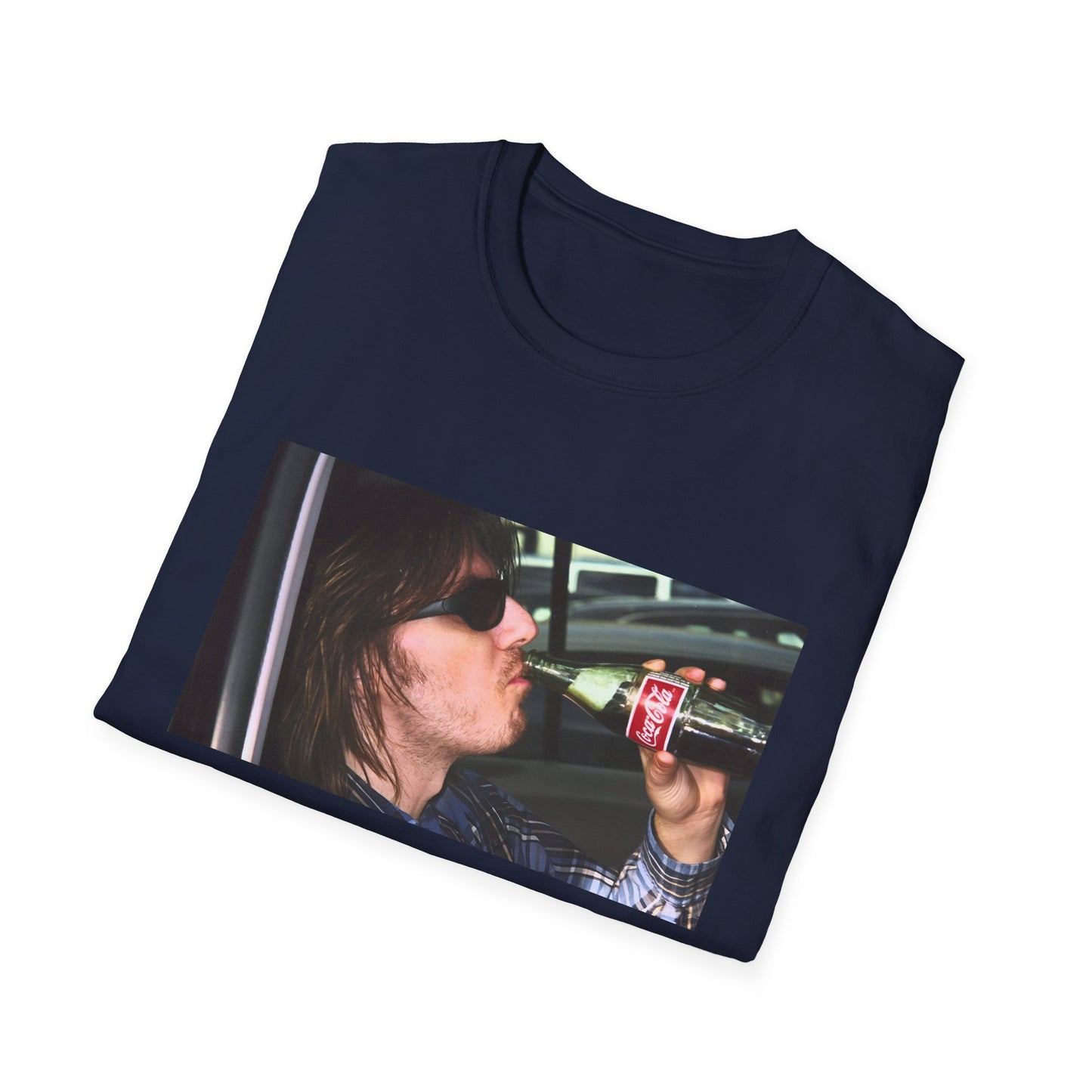 mitch hedberg drinking a soda photo tshirt, unisex softstyle