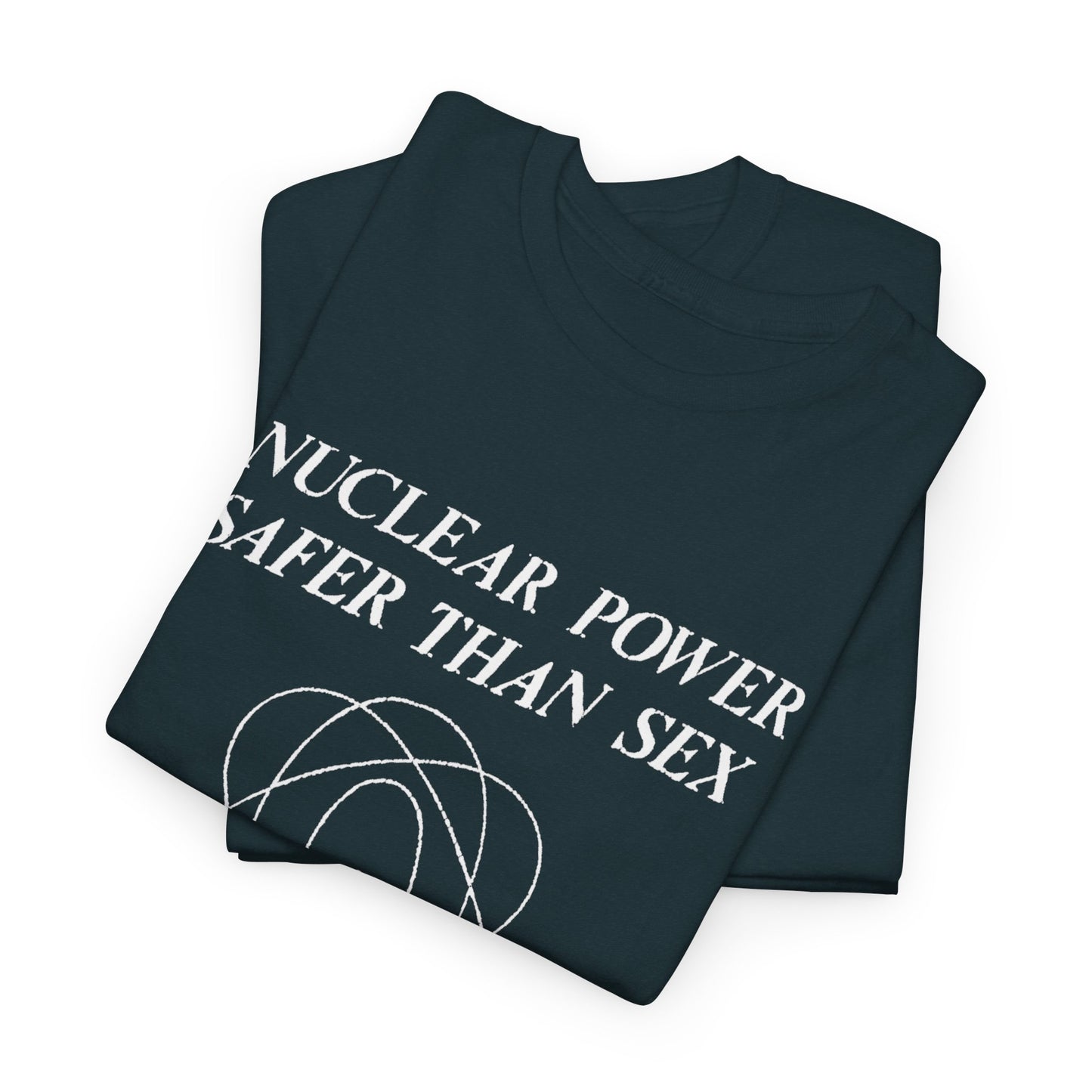 vintage 1970s design "nuclear power safer than sex" tshirt