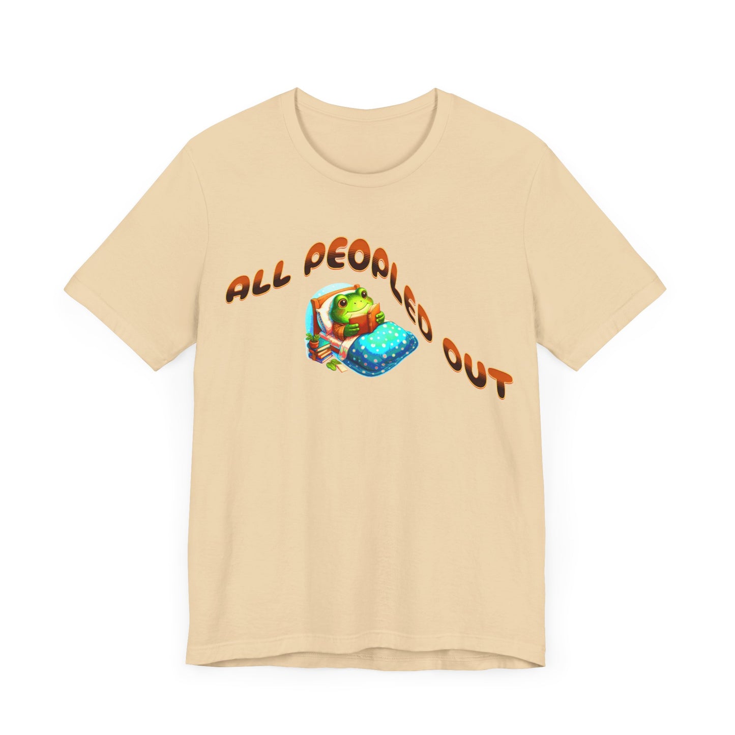 all peopled out cute frog reading a book in bed tshirt