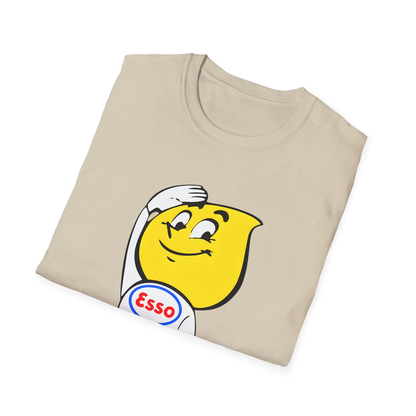 vintage esso gas station happy the esso oil drop man logo tshirt