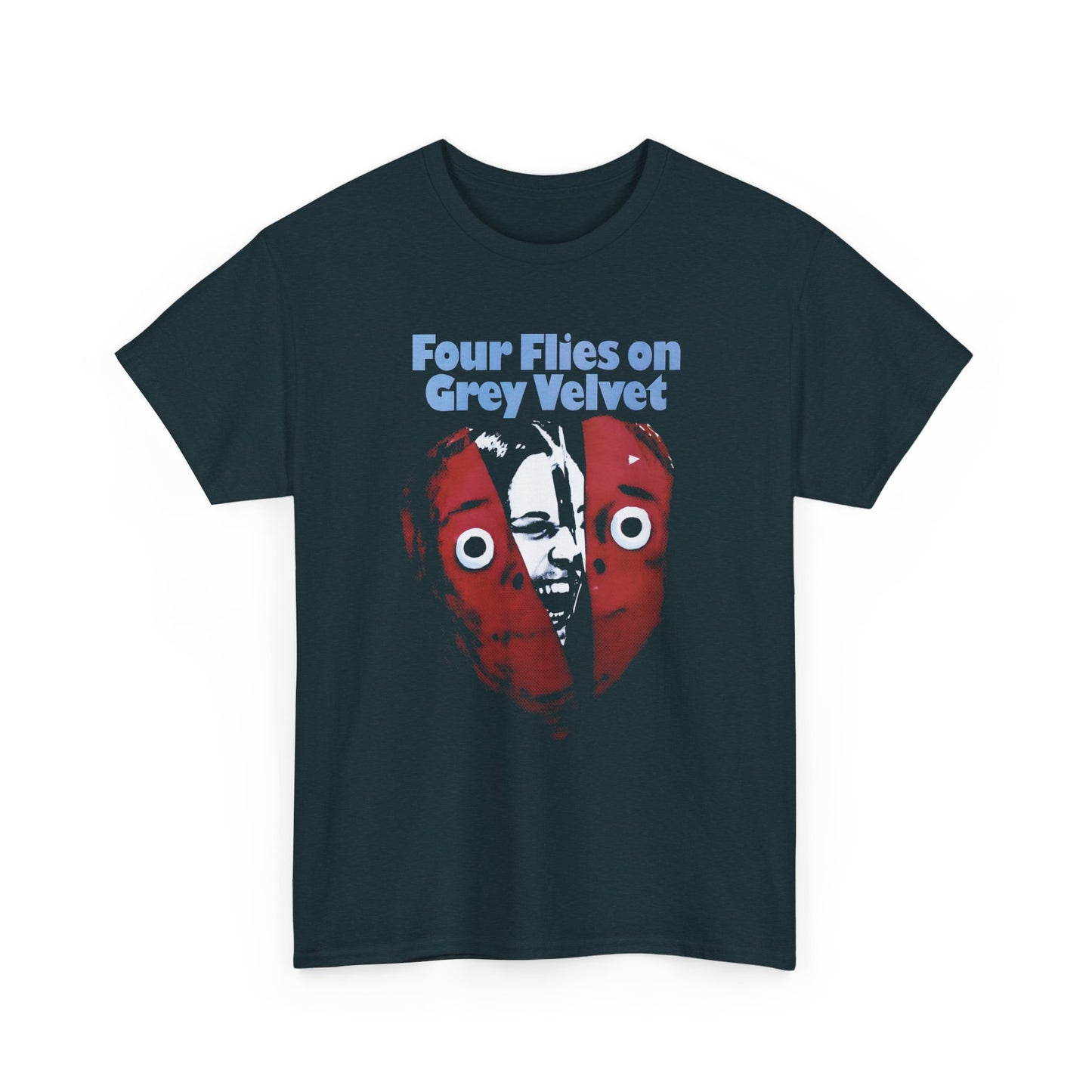 1971 dario argento's lost movie four flies on grey velvet movie poster custom edit tshirt