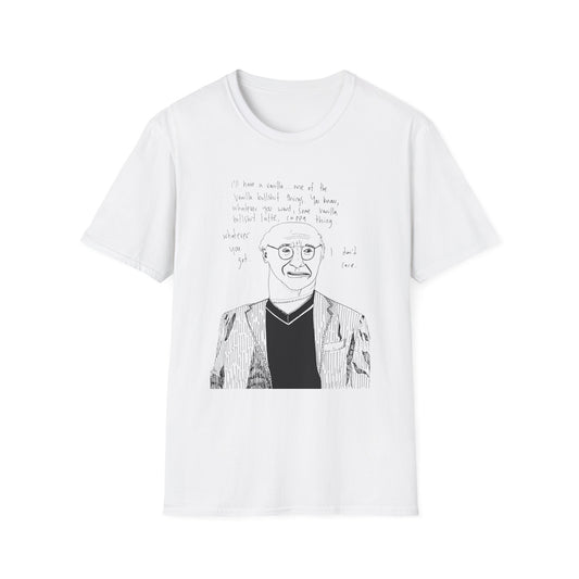 original drawing larry david ordering a vanilla latte bullshit thing on a tshirt