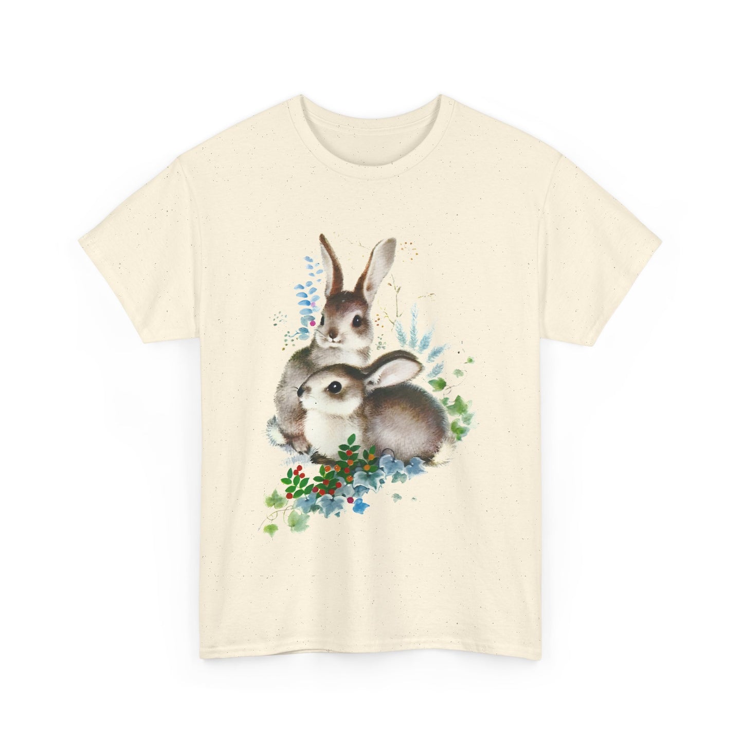mid twentieth century two bunnies vintage graphic reproduction tshirt