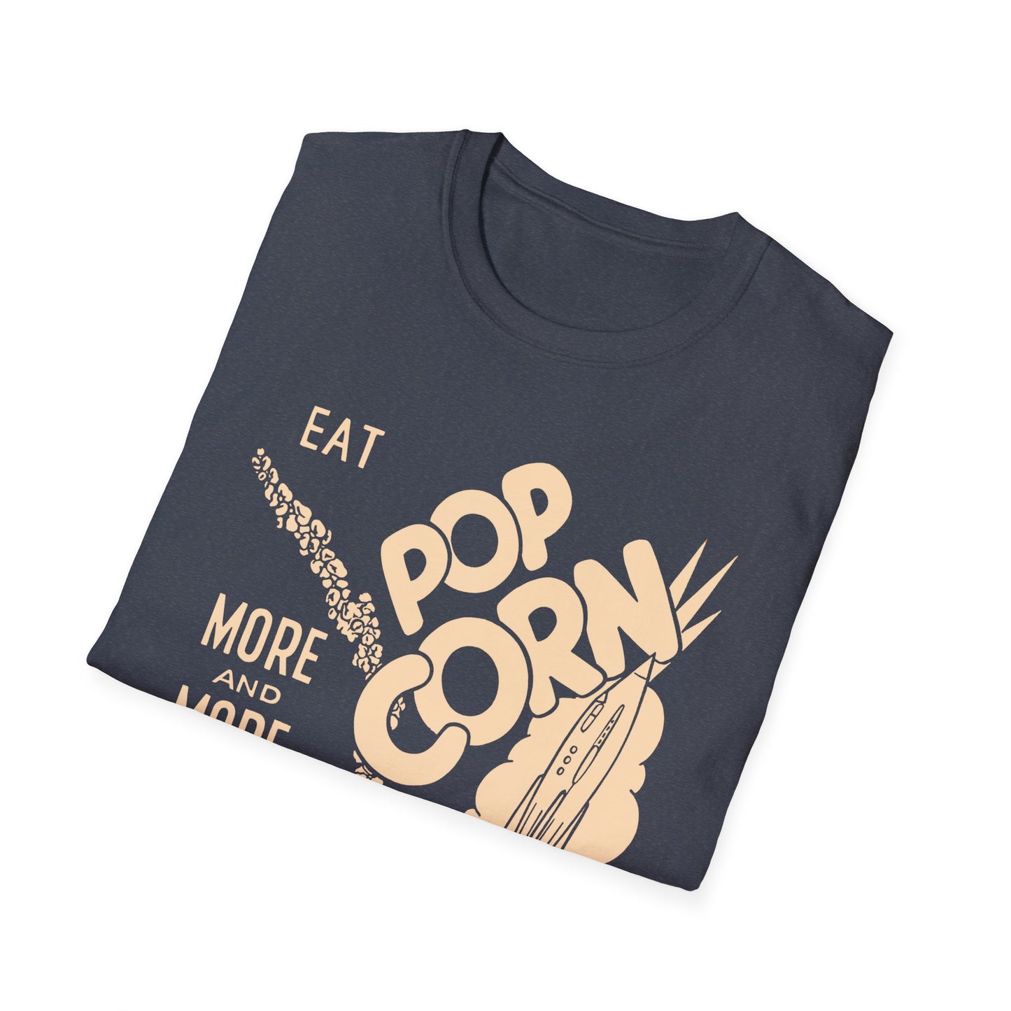 1950s popcorn box logo eat popcorn more and more and more out of this world! tshirt