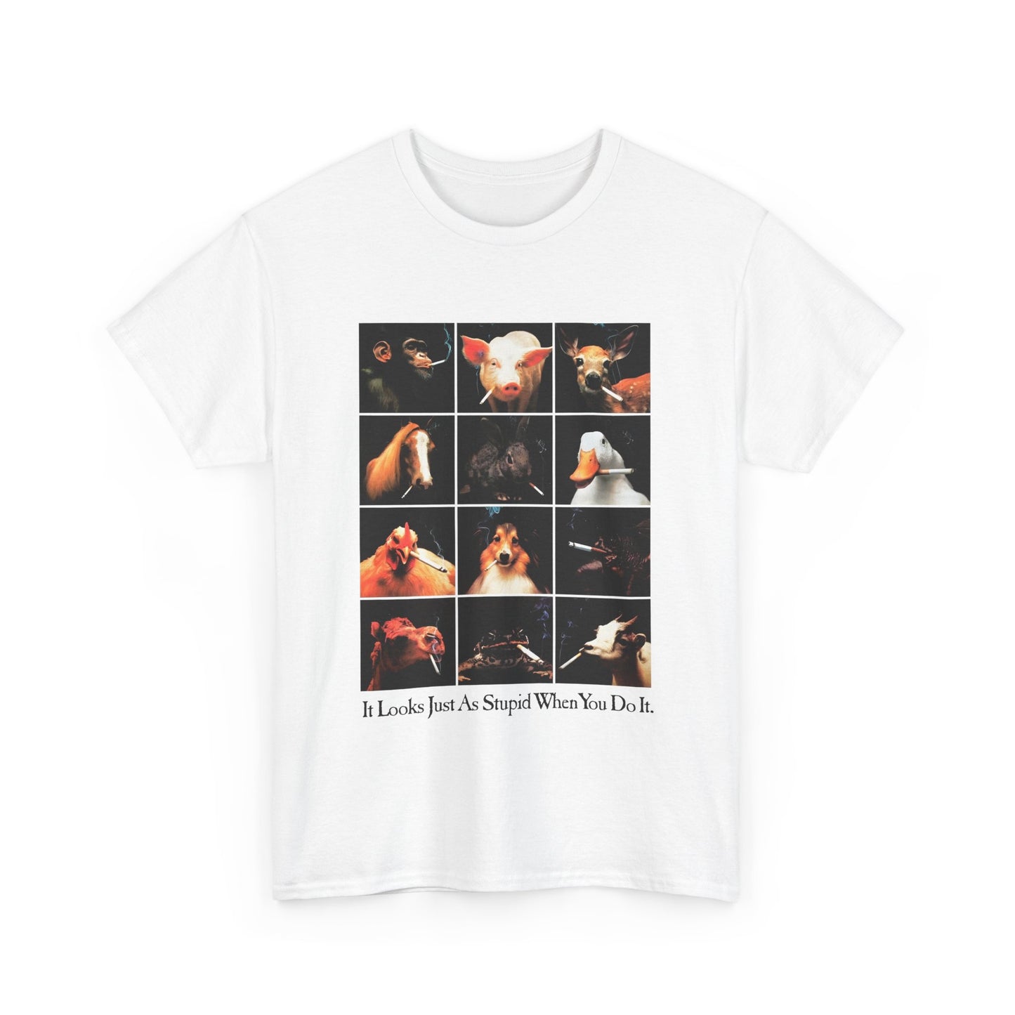 1990s anti smoking campaign poster it looks just as stupid when you do it reproduction tshirt
