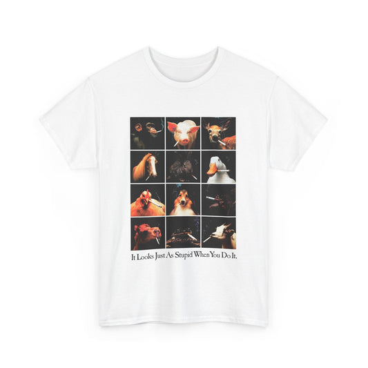 1990s anti smoking campaign poster it looks just as stupid when you do it reproduction tshirt
