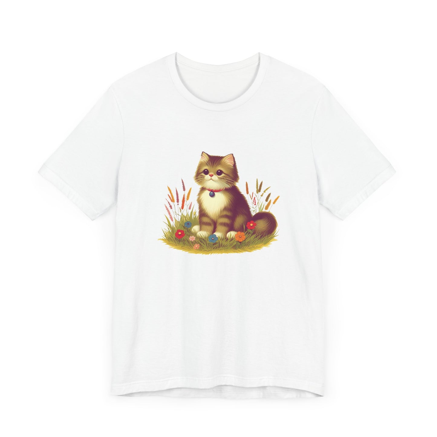 cute cat sitting in the grass tshirt