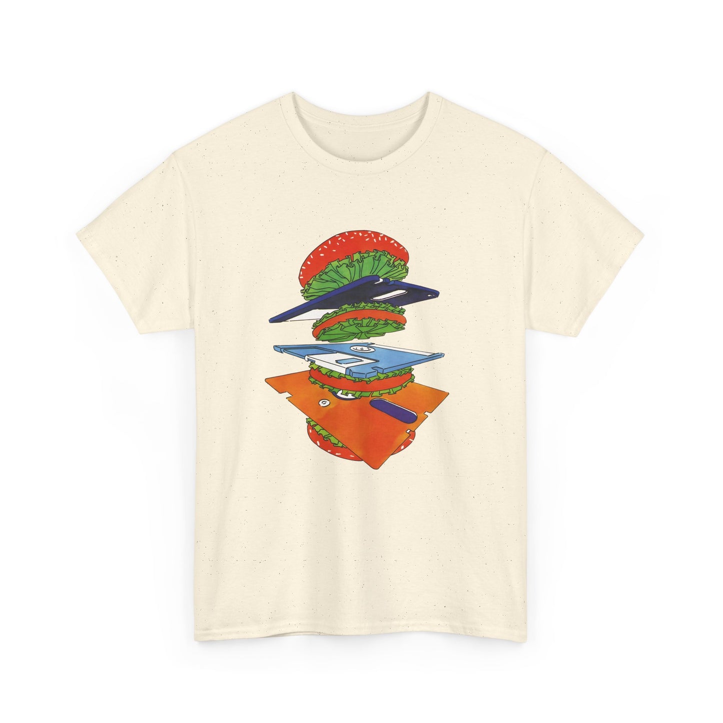 1989 uncredited art from micro mag floppy disc burger tshirt