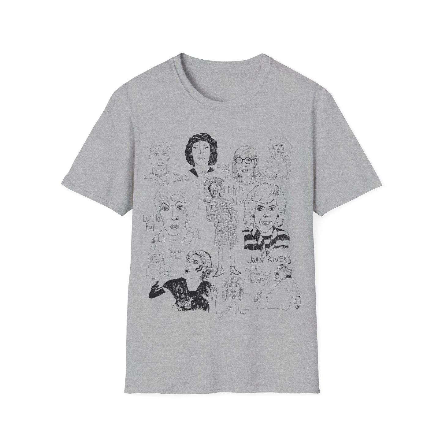 women of comedy, original collage drawing tshirt