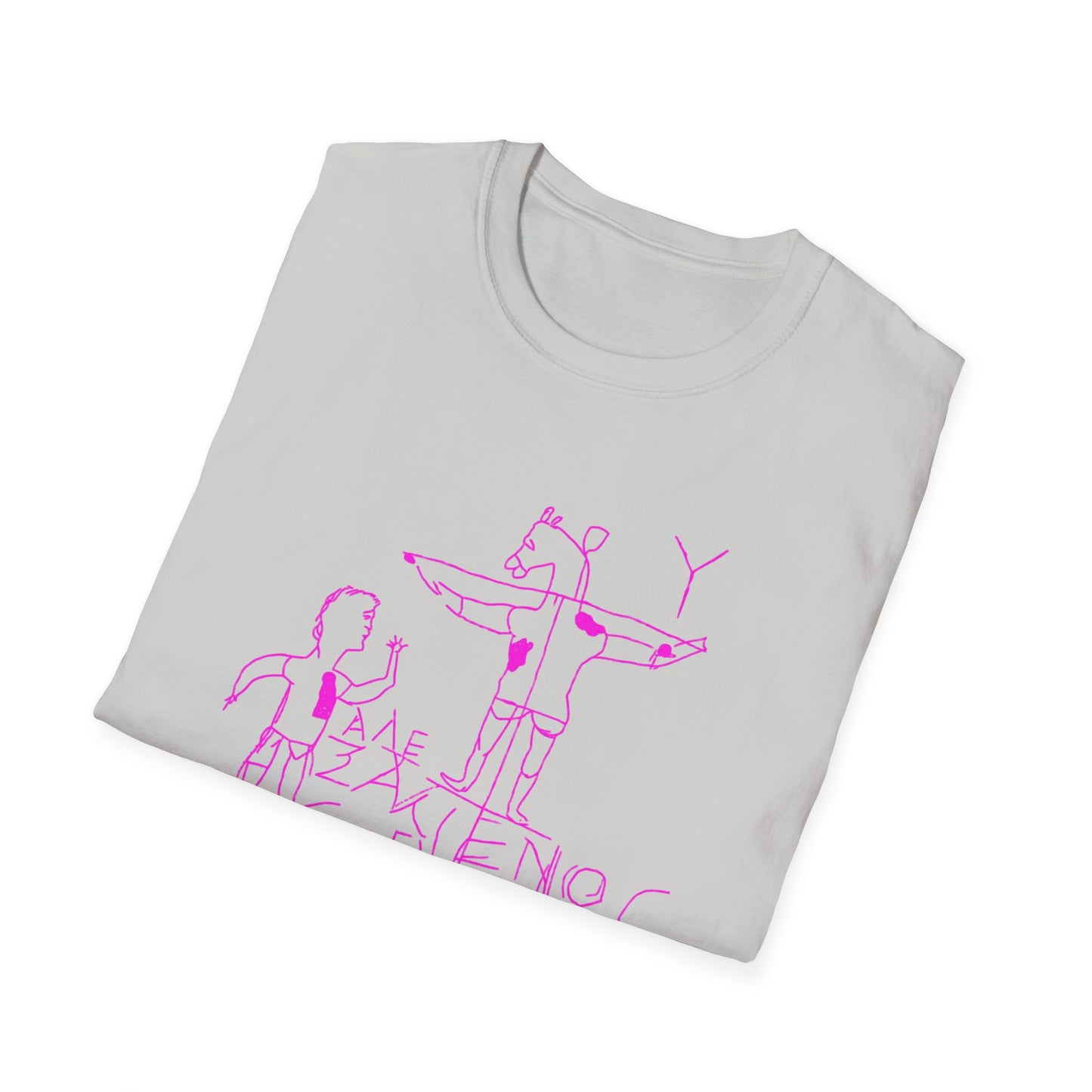 alexamenos graffito blasphemous young man worships donkey early graffiti 200 BC in pink tshirt