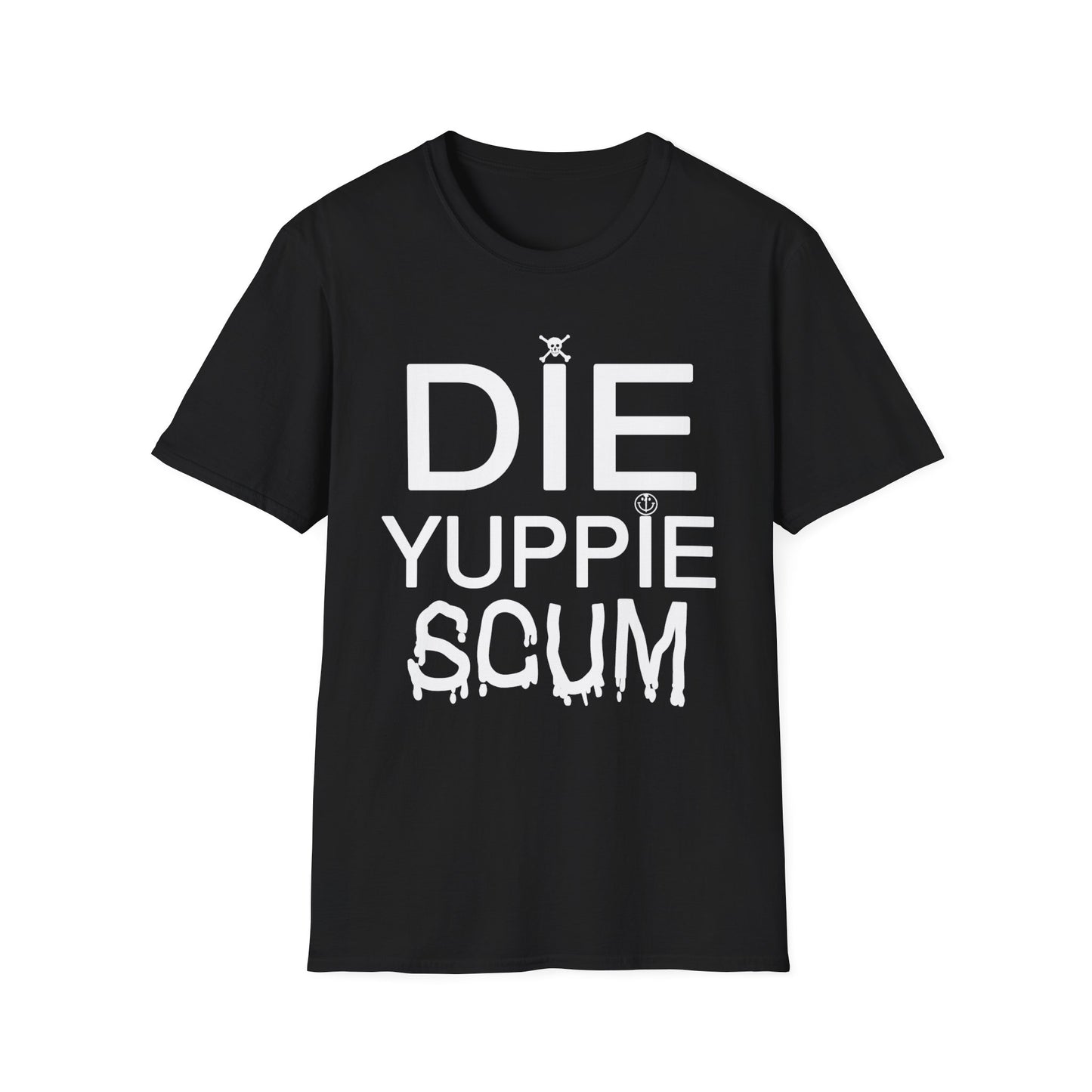 1980s NY inspired anti-gentrification message "die yuppie scum"! tshirt