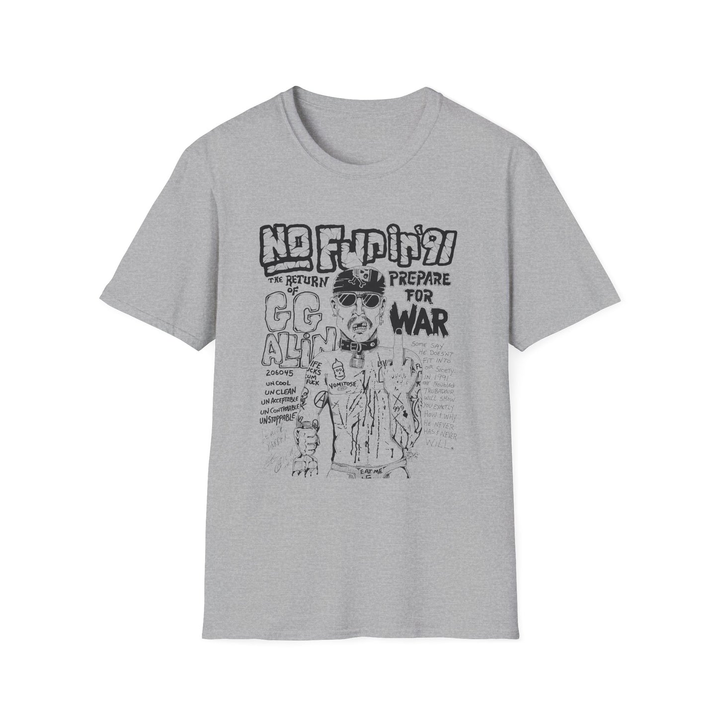 no fun in '91 gg allin show poster tshirt