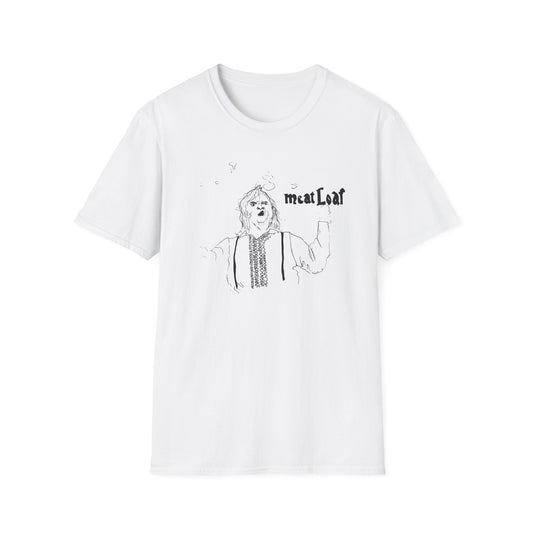 original drawing meat loaf, michael lee aday, bat out of hell singer fan art tshirt