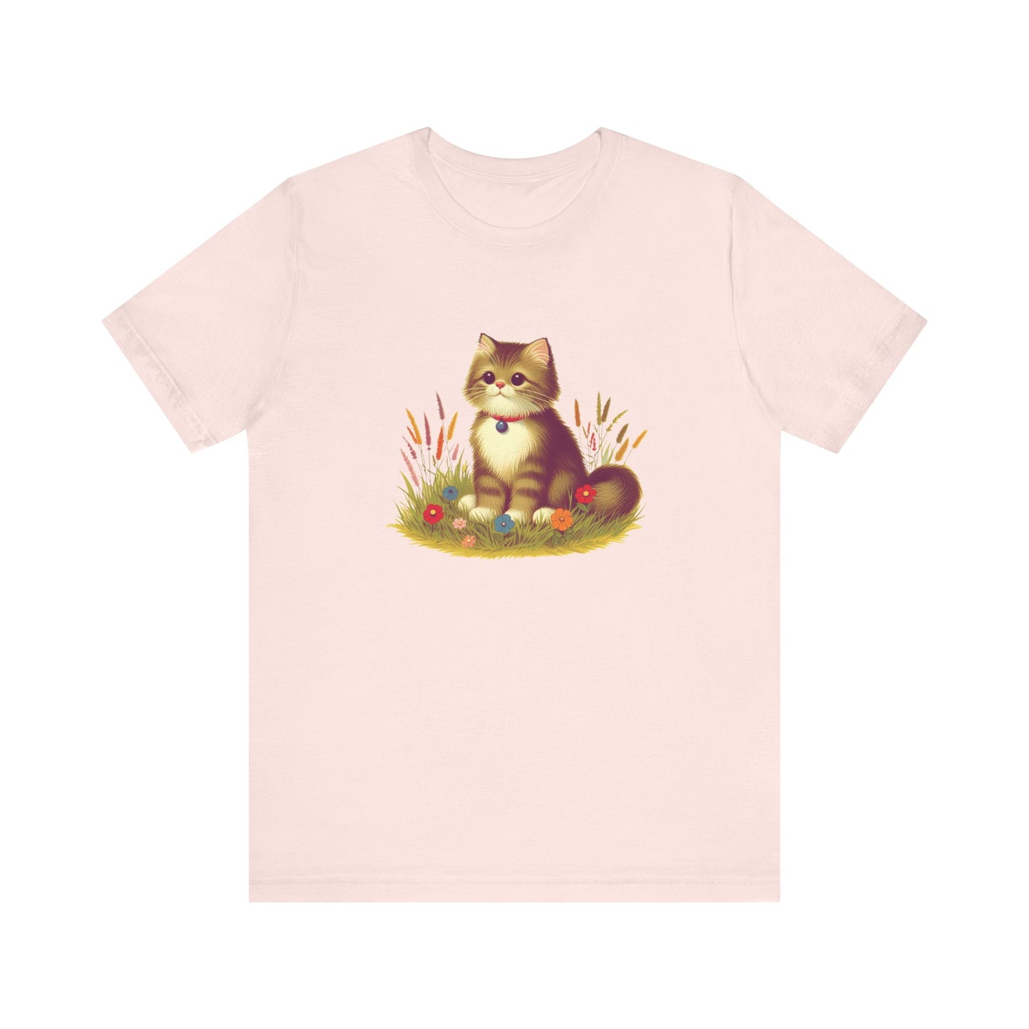 cute cat sitting in the grass tshirt