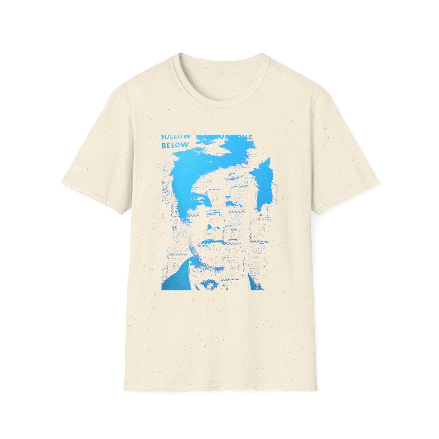 ray johnson arthur rimbaud art in light blue tshirt