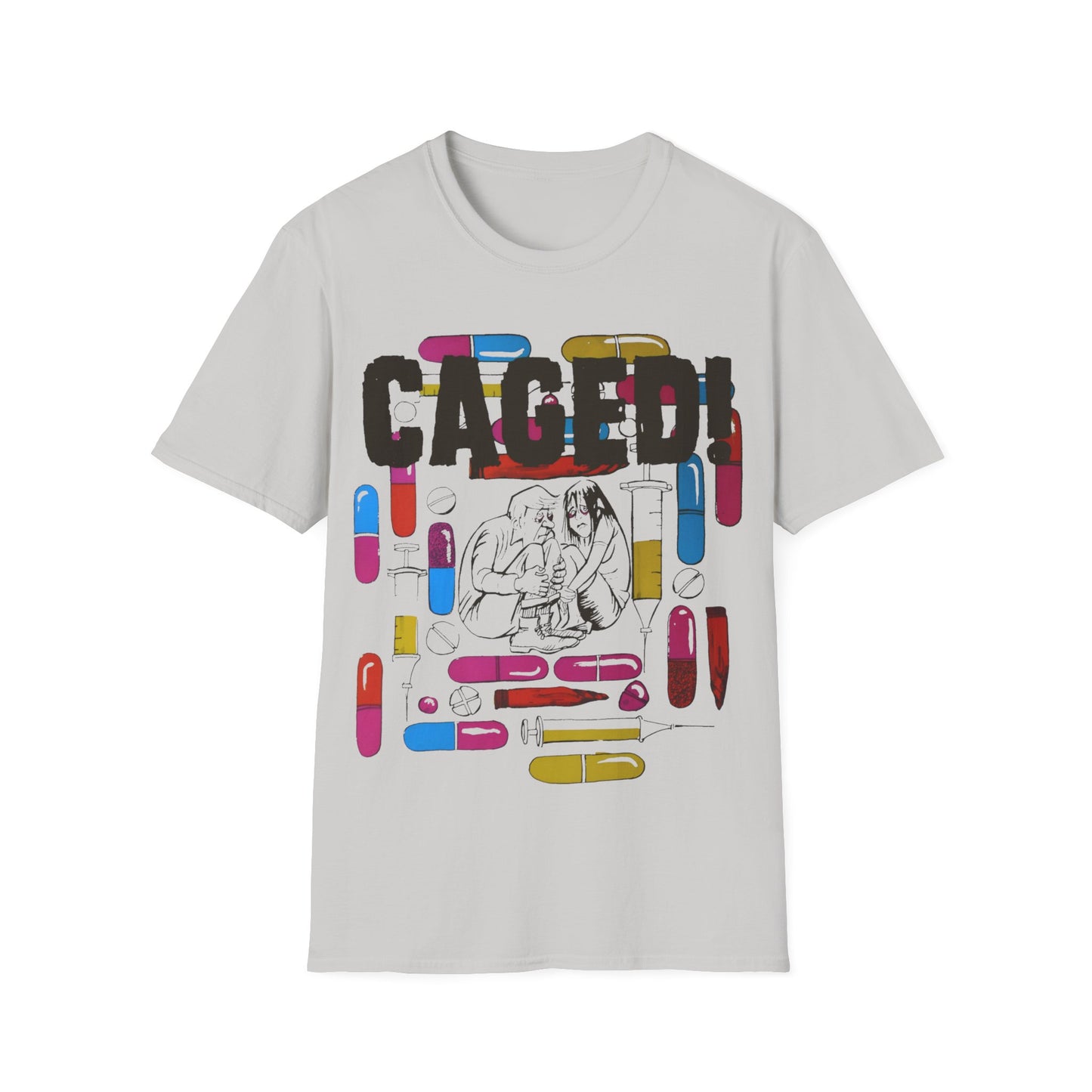 1960s/70s anti-drug poster tshirt "CAGED!" by smartset smarteen s.o.s tshirt