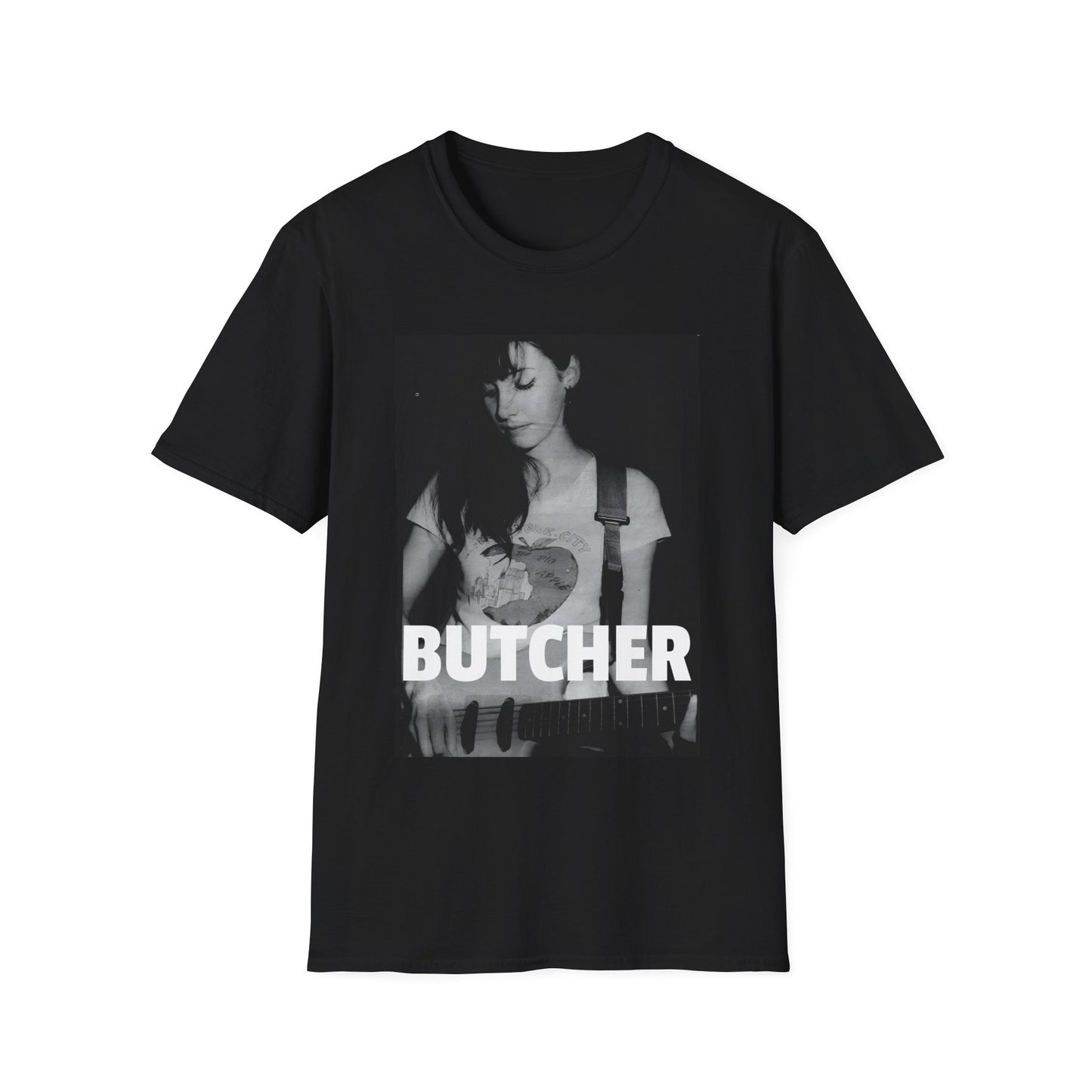 bilinda butcher from my bloody valentine playing guitar tshirt