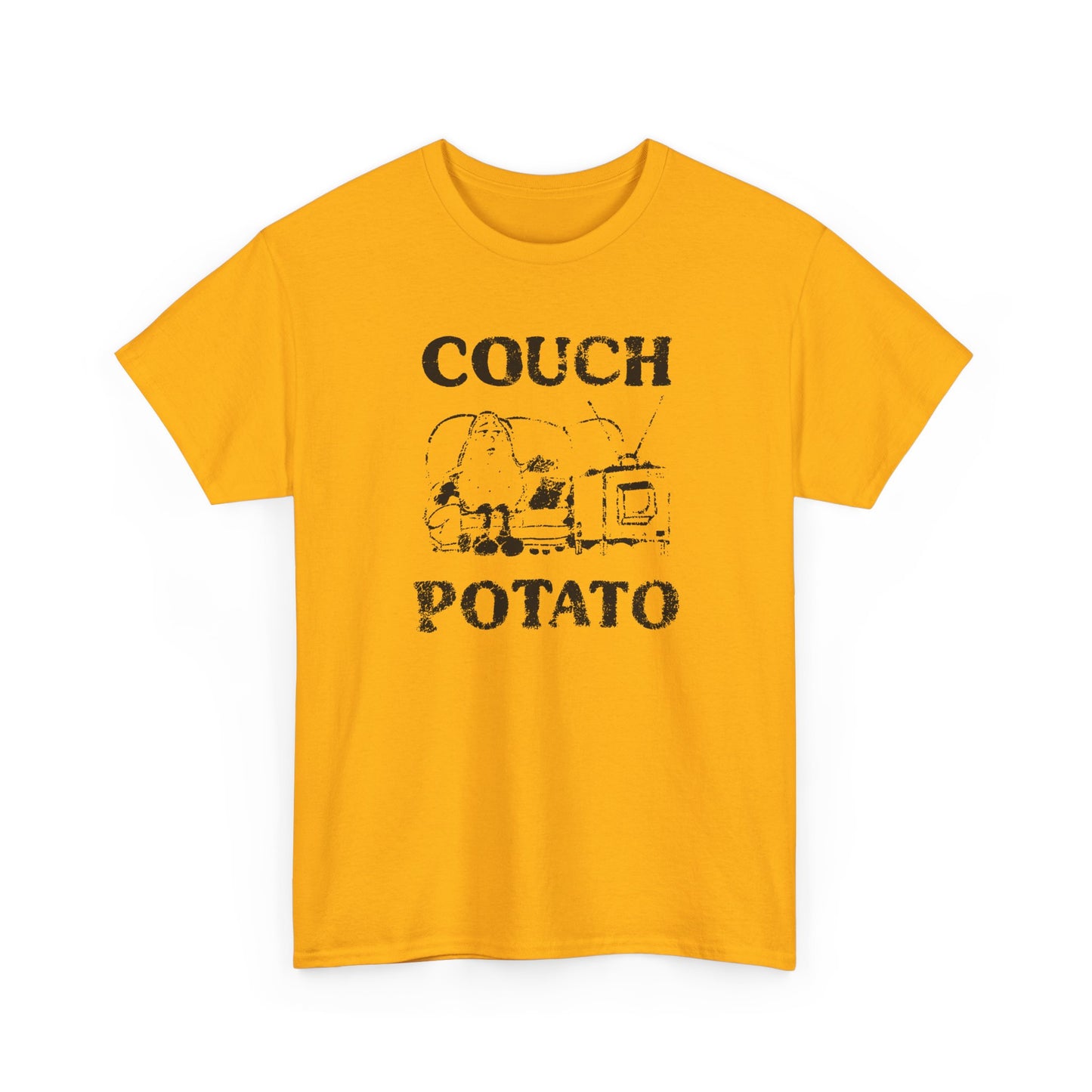 vintage couch potato reproduction in black graphic tshirt