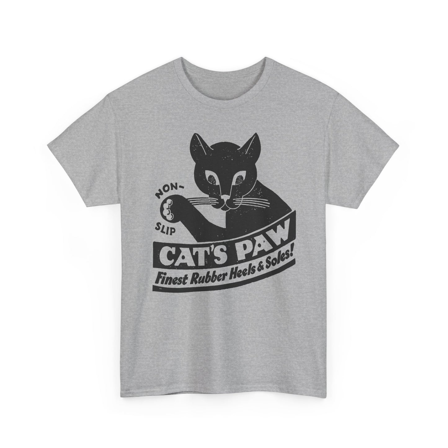 1940s cat's paw rubber heels and soles shoe company logo reproduction tshirt