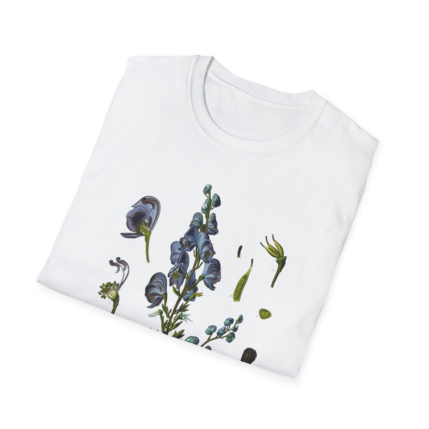 1887 wolf's bane aconitum napellus botanical print from kohler's plants by hermann adolph kohler tshirt