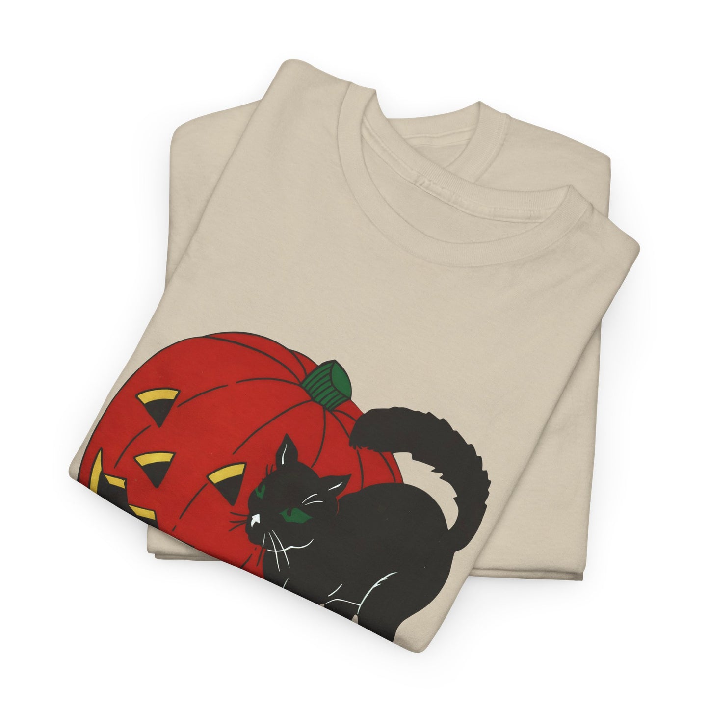 vintage 1960s halloween jack o lantern and black cat reproduction tshirt