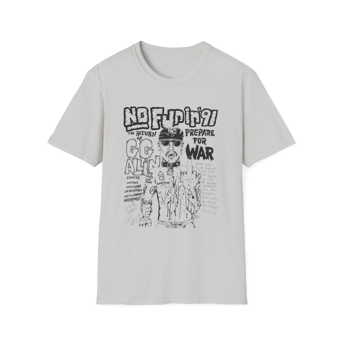 no fun in '91 gg allin show poster tshirt