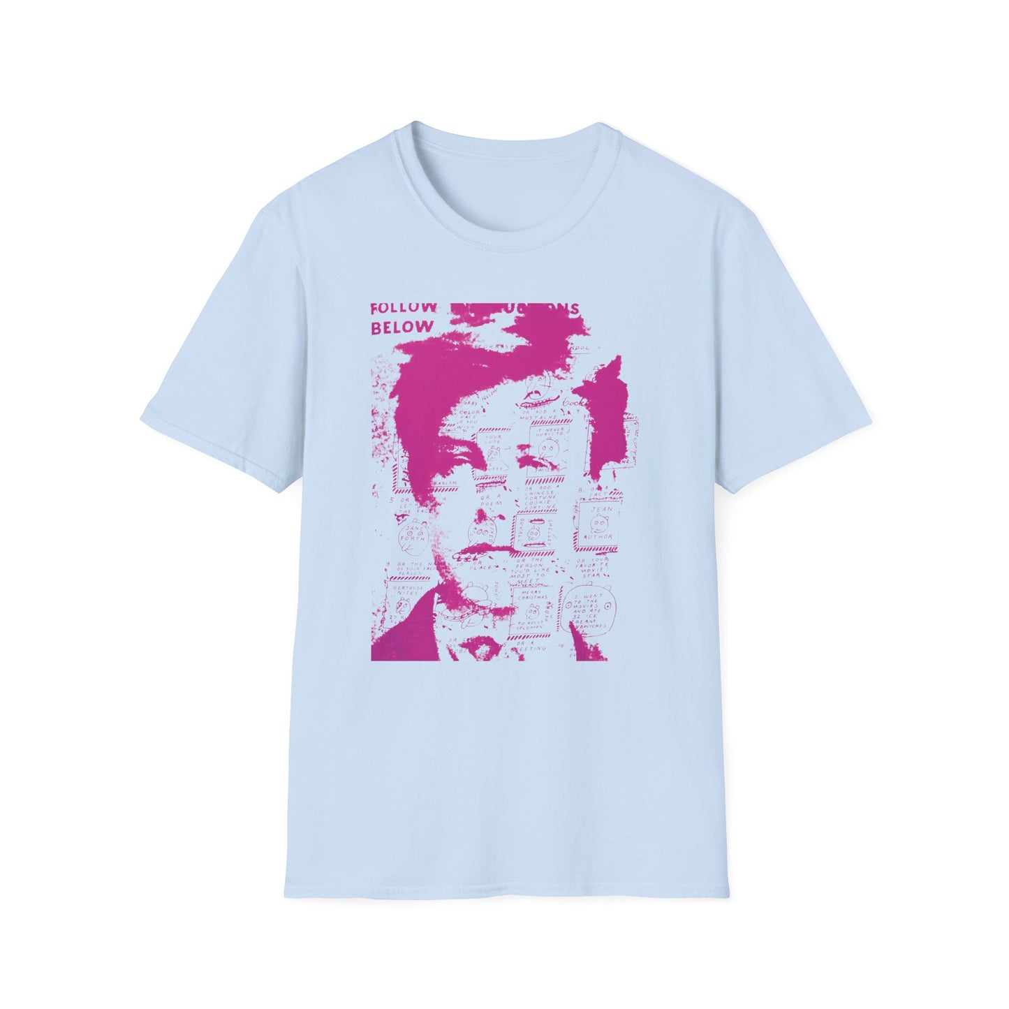 ray johnson arthur rimbaud art in pink tshirt