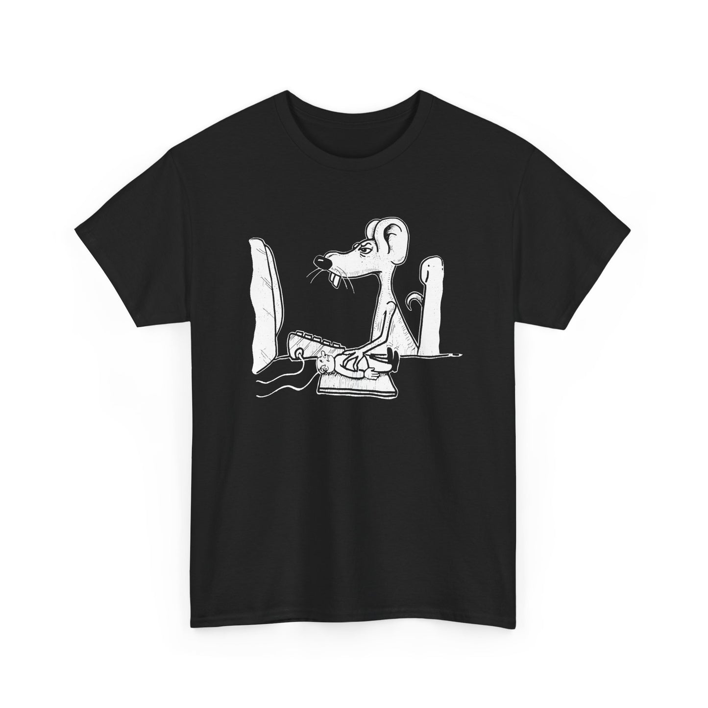 vintage 1990s mouse using man pad on a computer reproduction tshirt