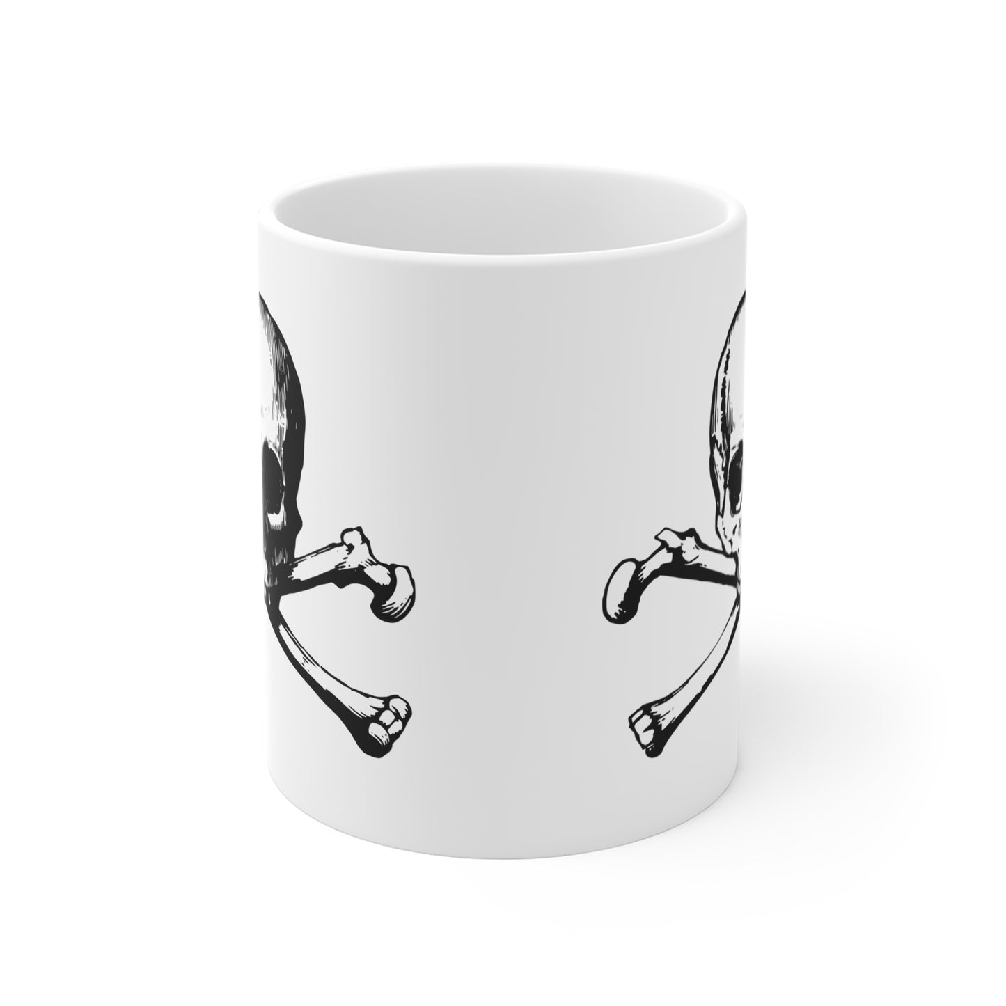 vintage inspired tongue in cheek skull and bones drug mug