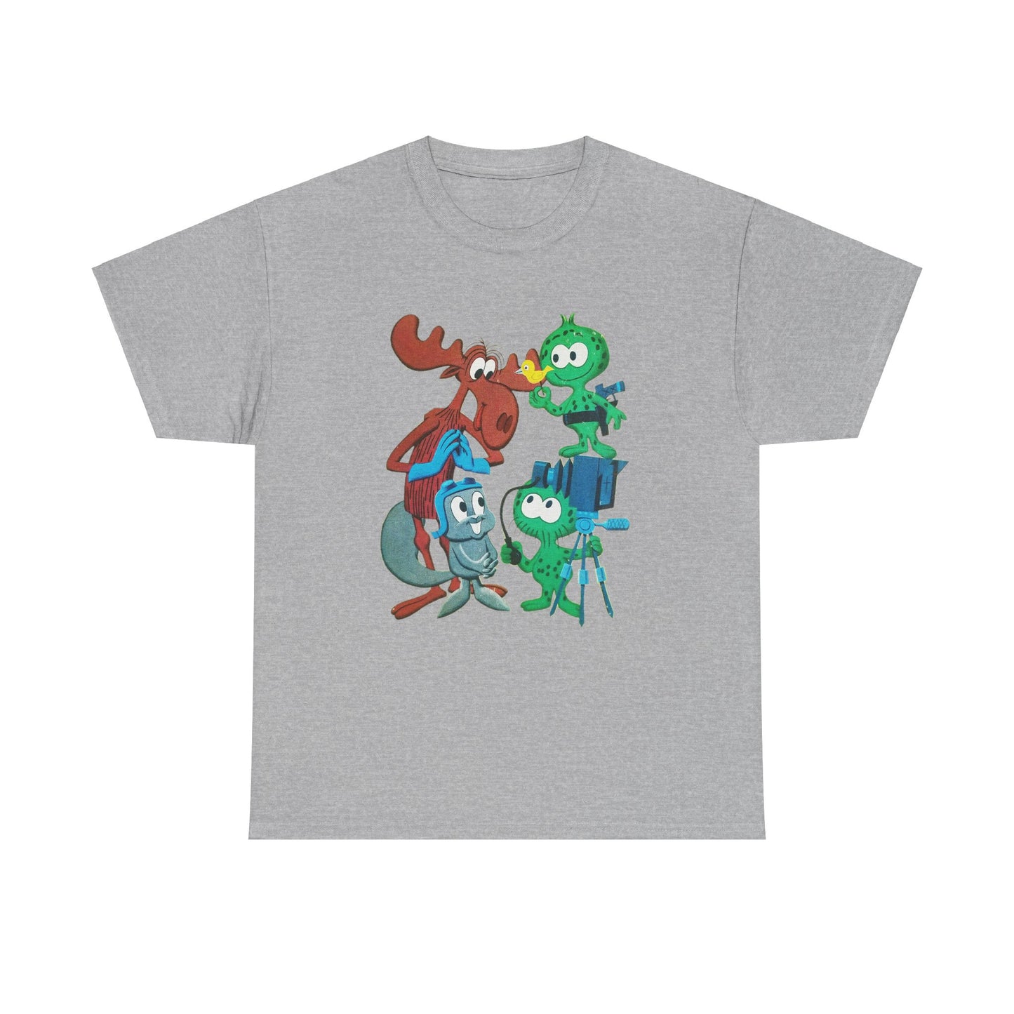 the rocky and bullwinkle show with gidney and cloyd reproduction tshirt