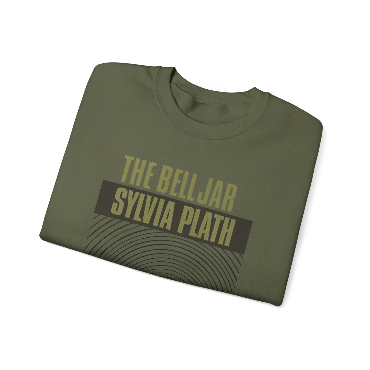 1963 book by sylvia plath "the bell jar" book cover on a unisex heavy blend crewneck sweatshirt