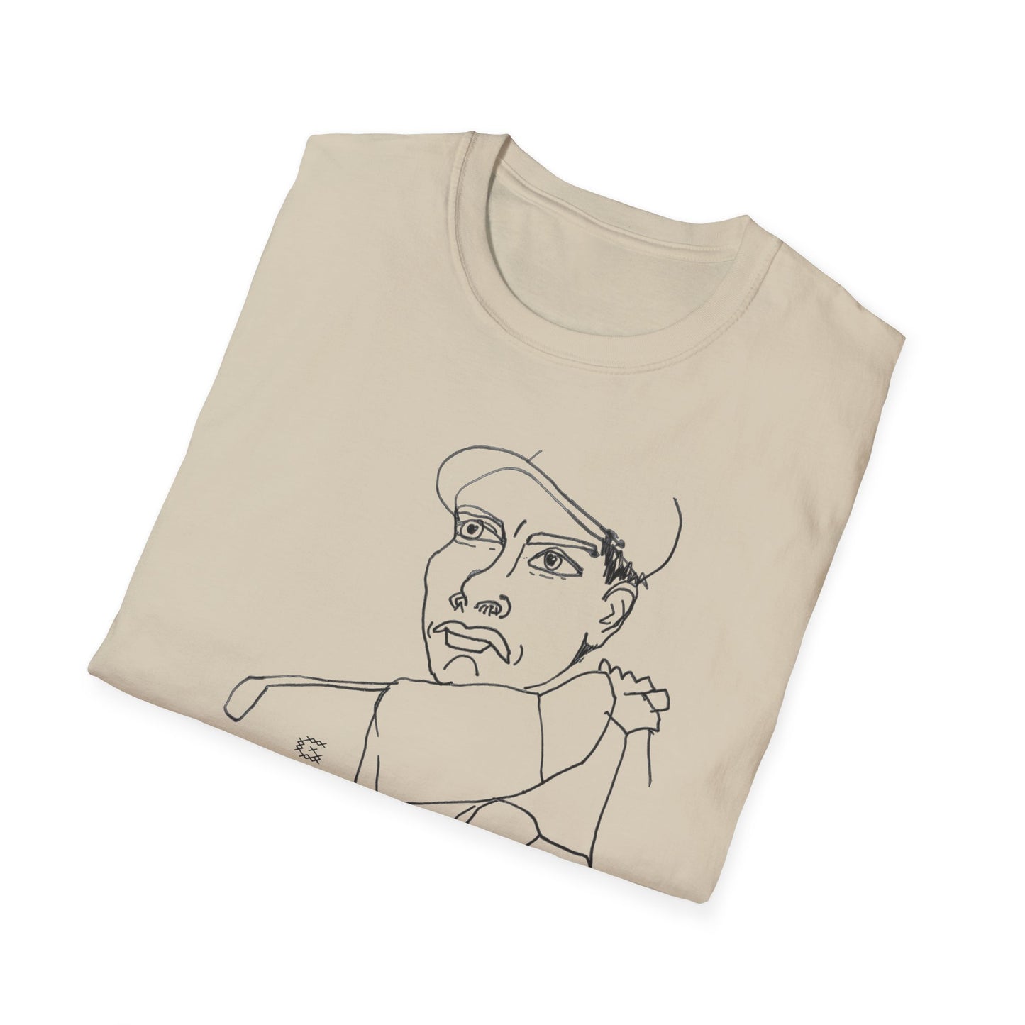 original drawing of a golfing man tshirt reads "golf sucks" maybe it does maybe it doesn't