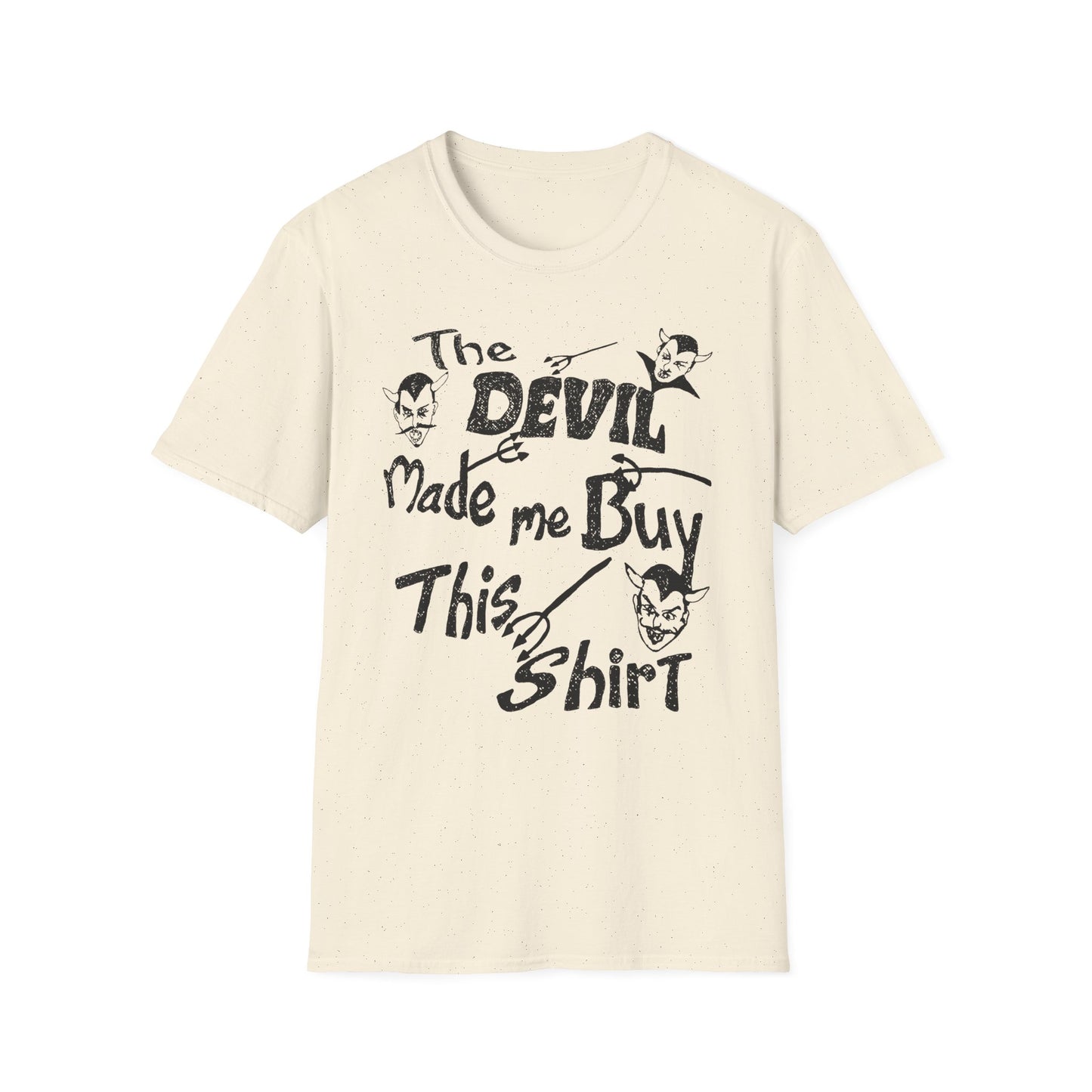 vintage the devil made me buy this shirt custom drawn reproduction tshirt