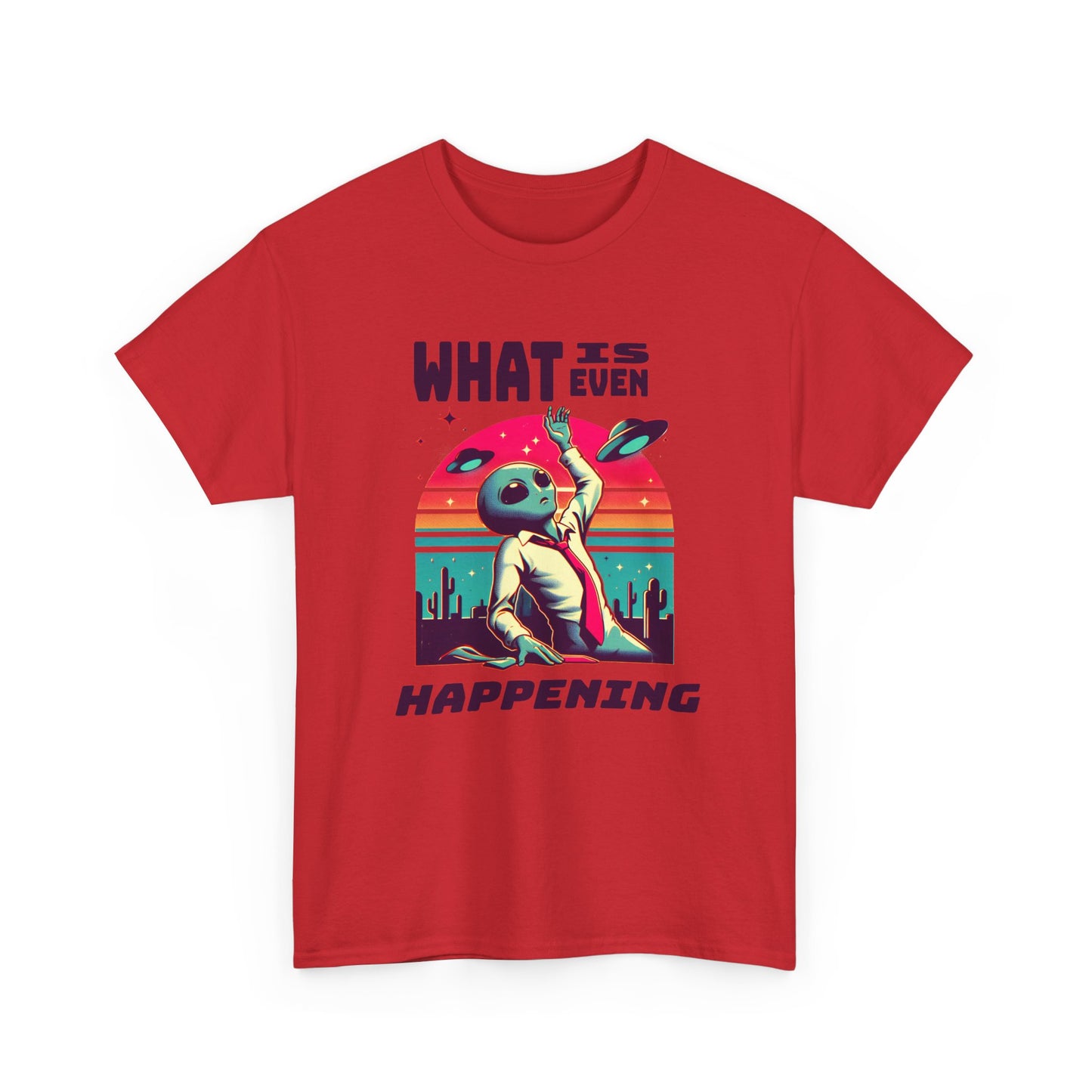 what is even happening floating businessman alien tshirt