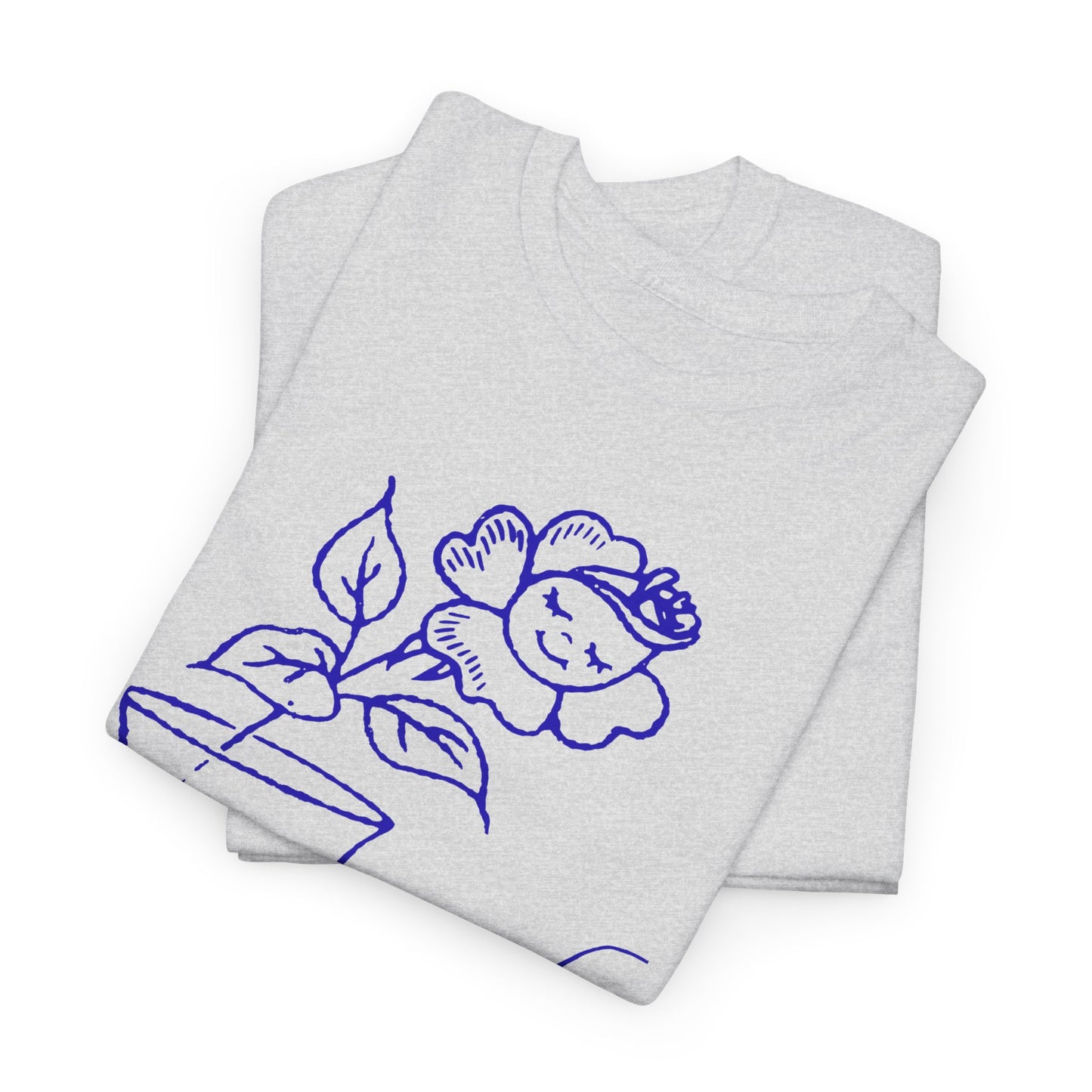 vintage happy flower and flower pots graphic reproduction tshirt