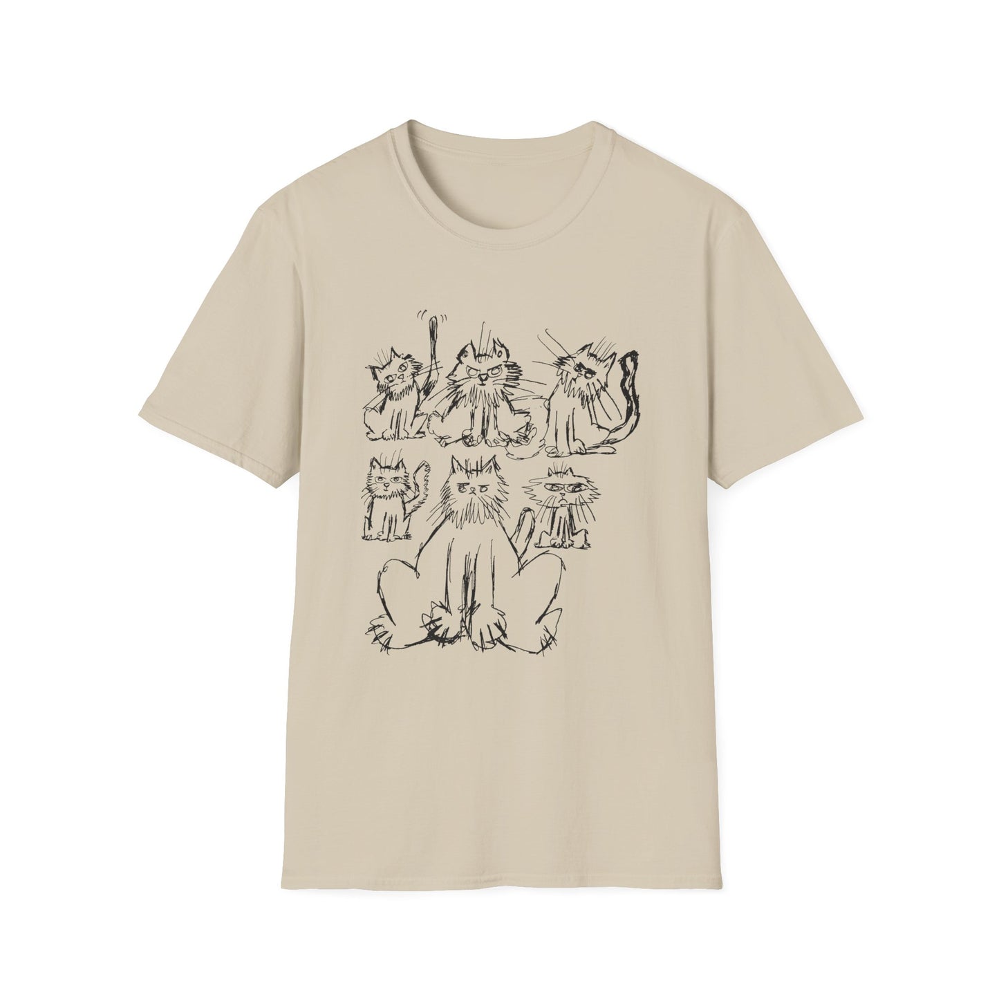 original drawing six cats tshirt