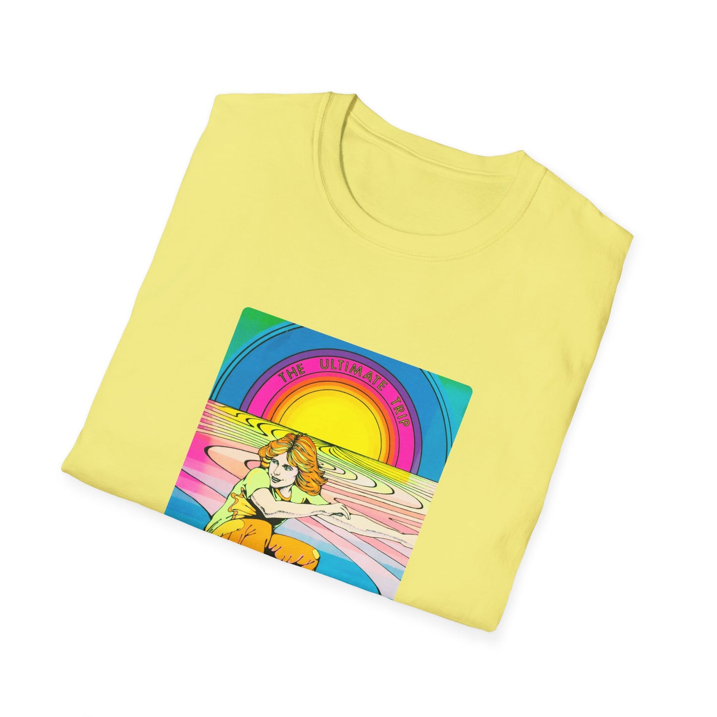 1976 black light poster the ultimate trip skateboarding on a rainbow tshirt