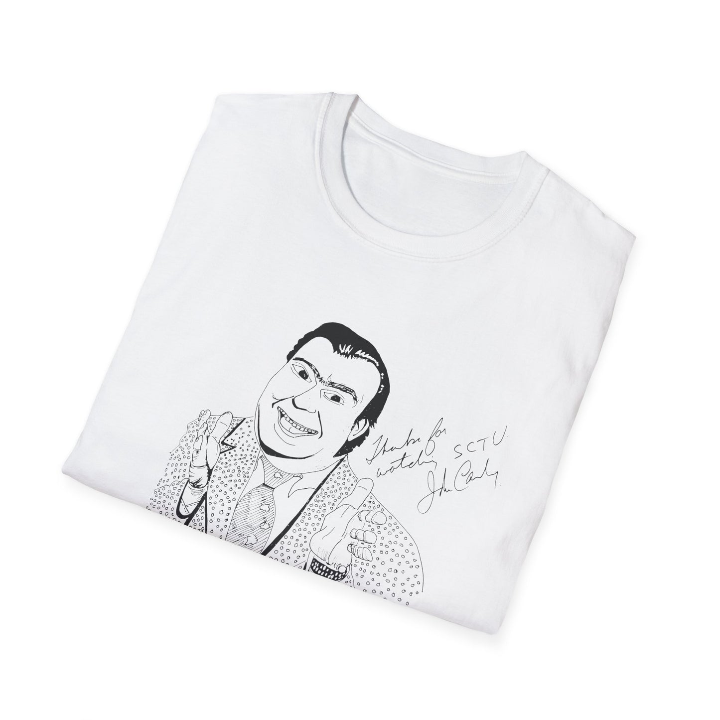 original drawing john candy with john candy's signature thanks for watching sctv tshirt