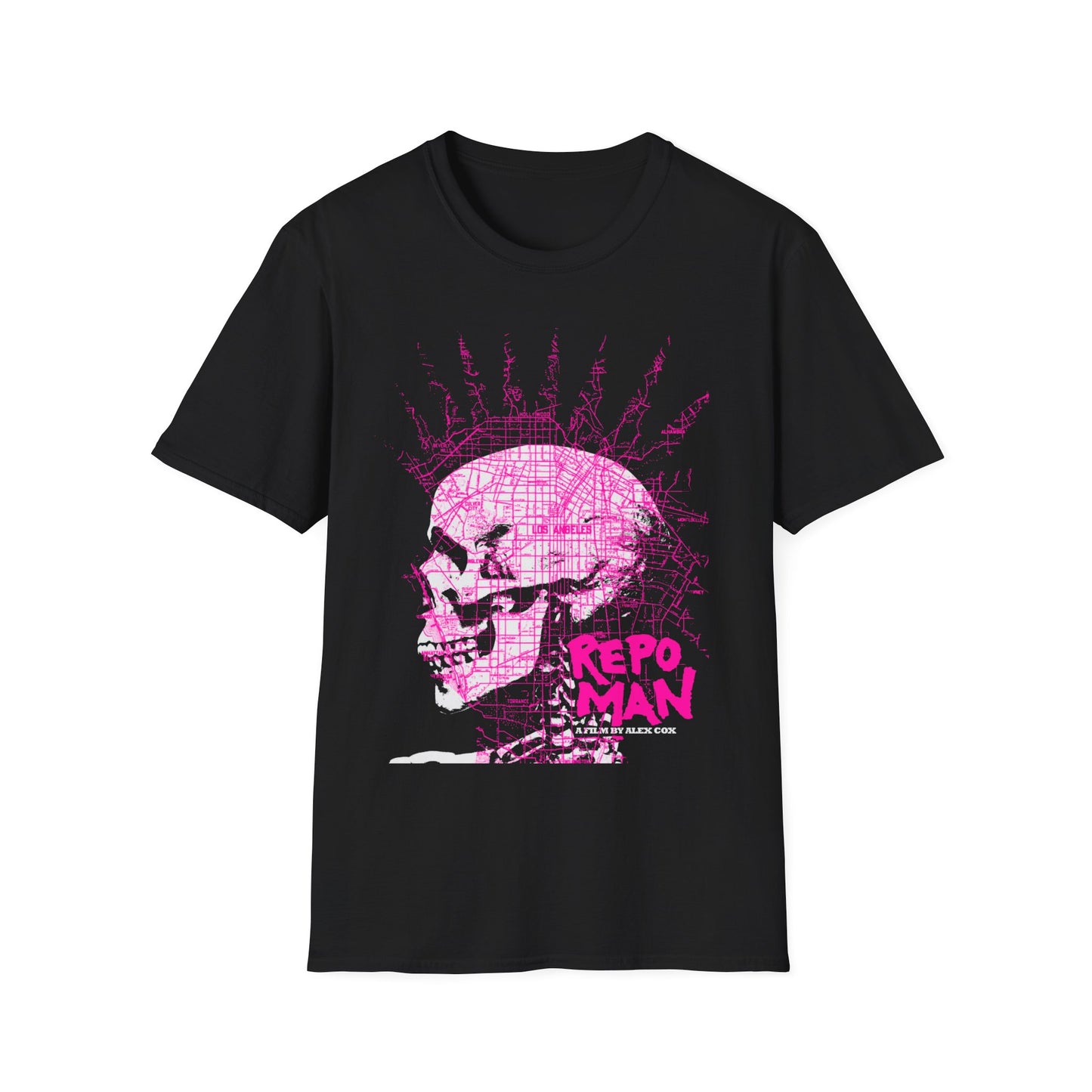 repo man skull punk in pink tshirt