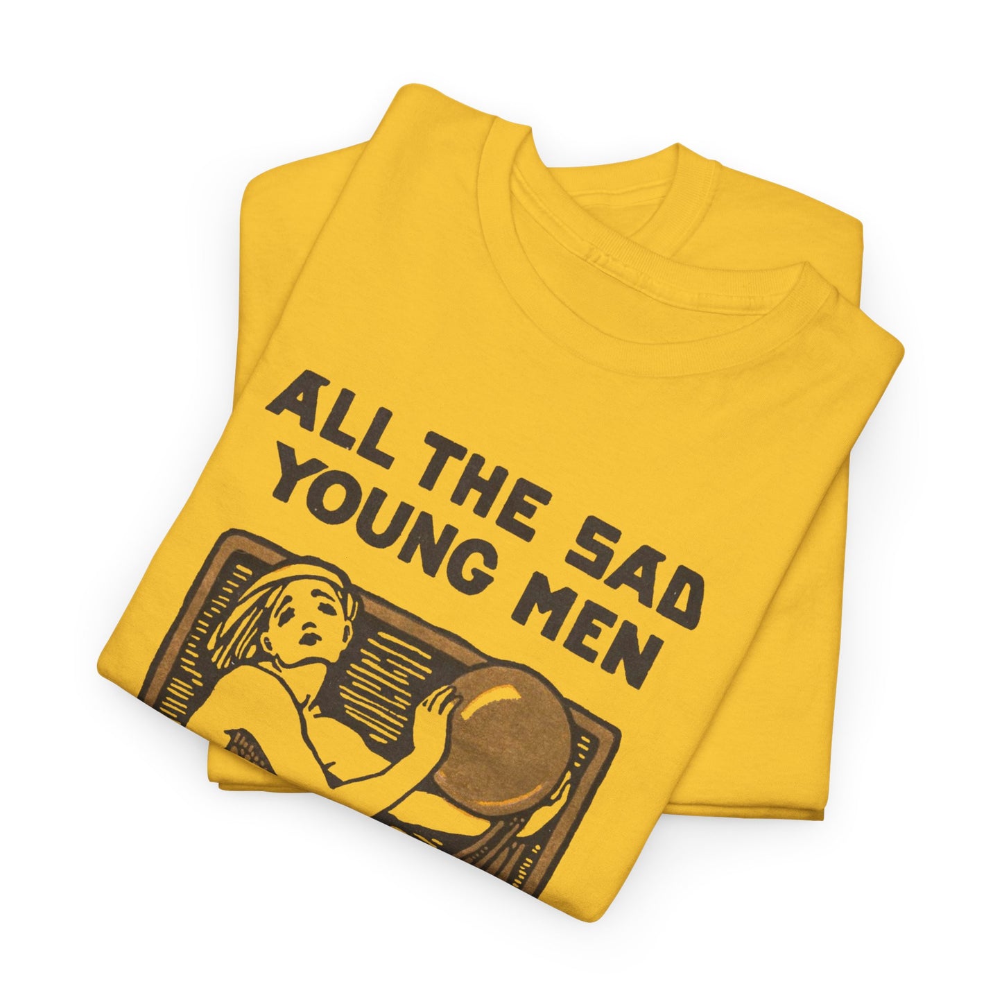 1926 f. scott fitzgerald book cover by cleo damianakes for all the sad young men tshirt