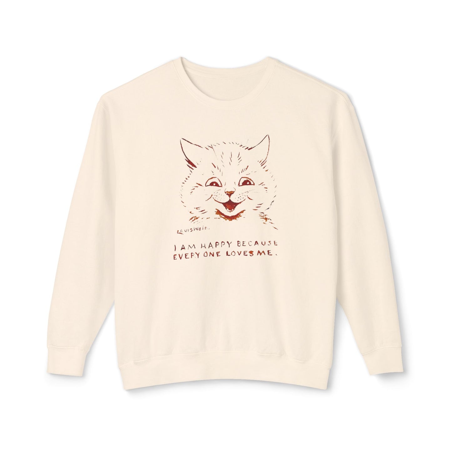 1924 louis wain cat painting i am happy because everyone loves me 100% cotton sweatshirt
