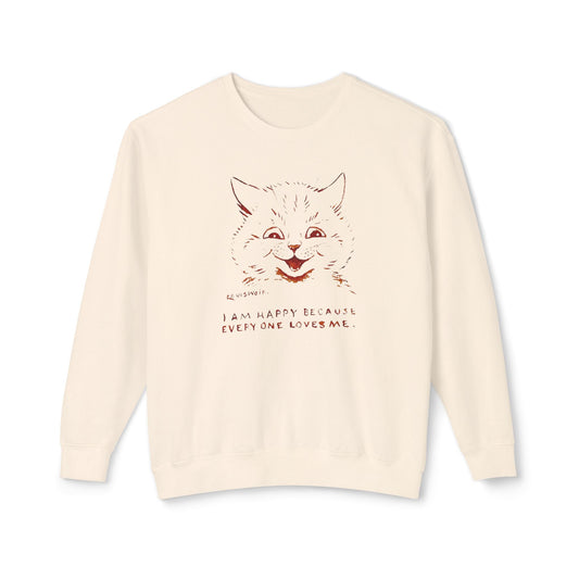 1924 louis wain cat painting i am happy because everyone loves me 100% cotton sweatshirt
