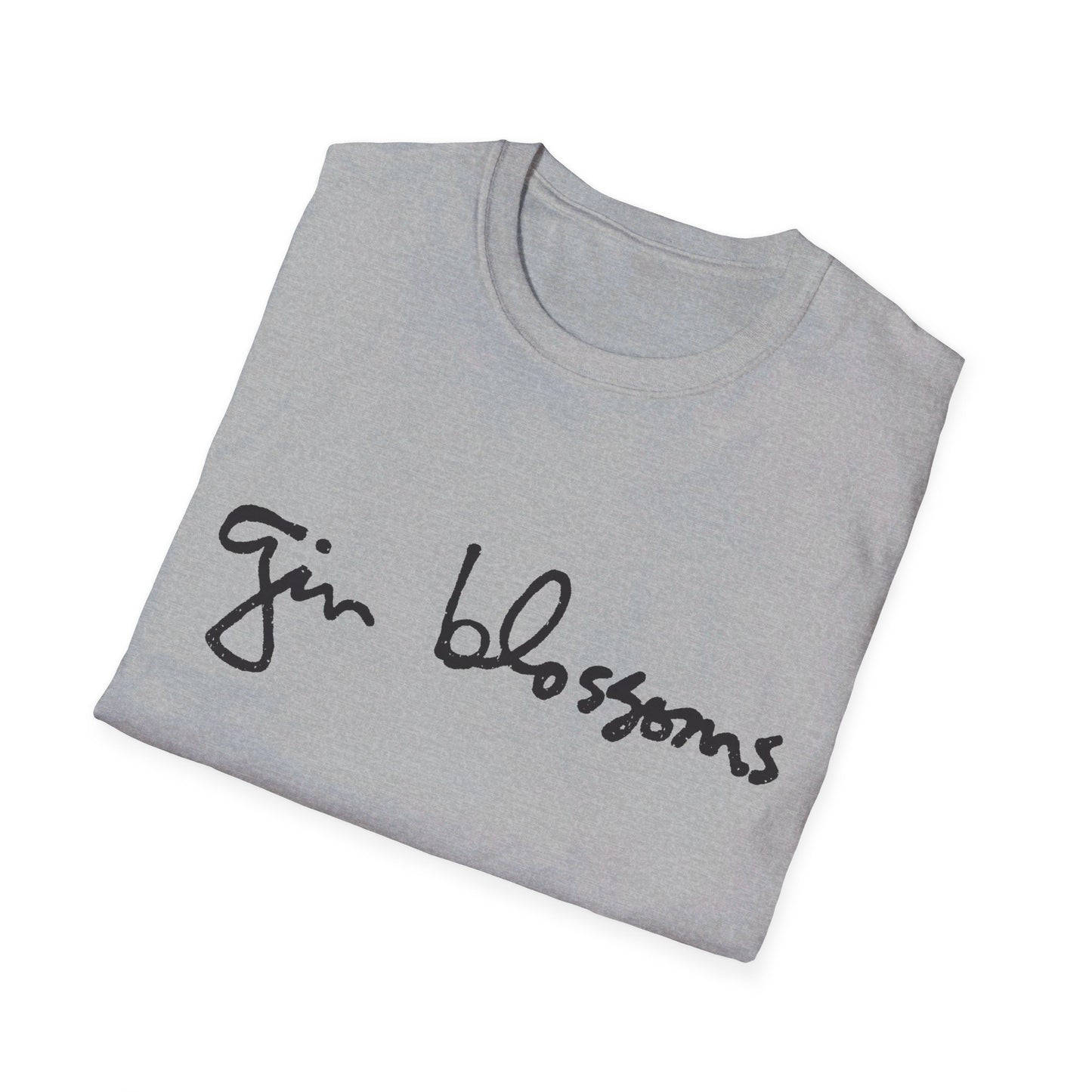 gin blossoms logo in black tshirt