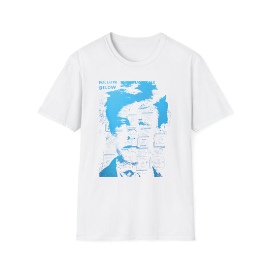 ray johnson arthur rimbaud art in light blue tshirt