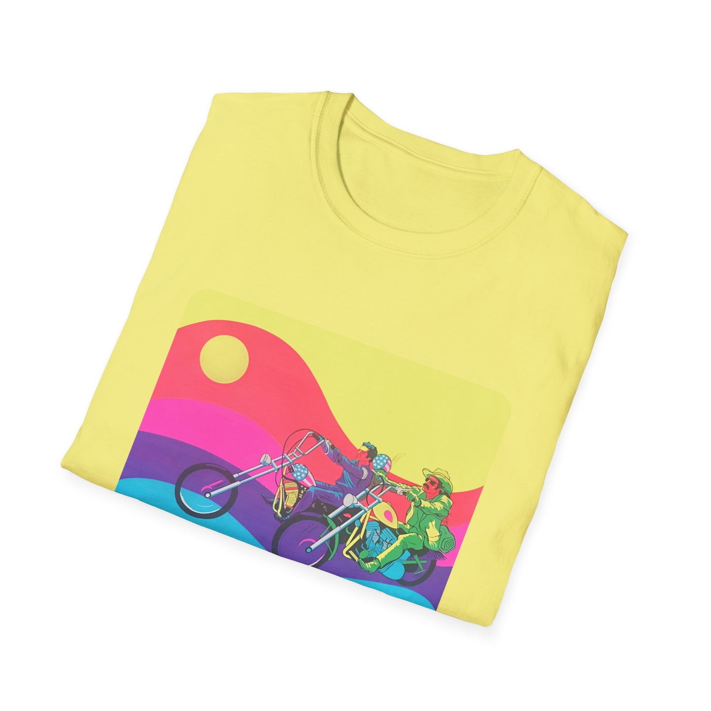 1960s blacklight poster image of captain america & billy on a tshirt