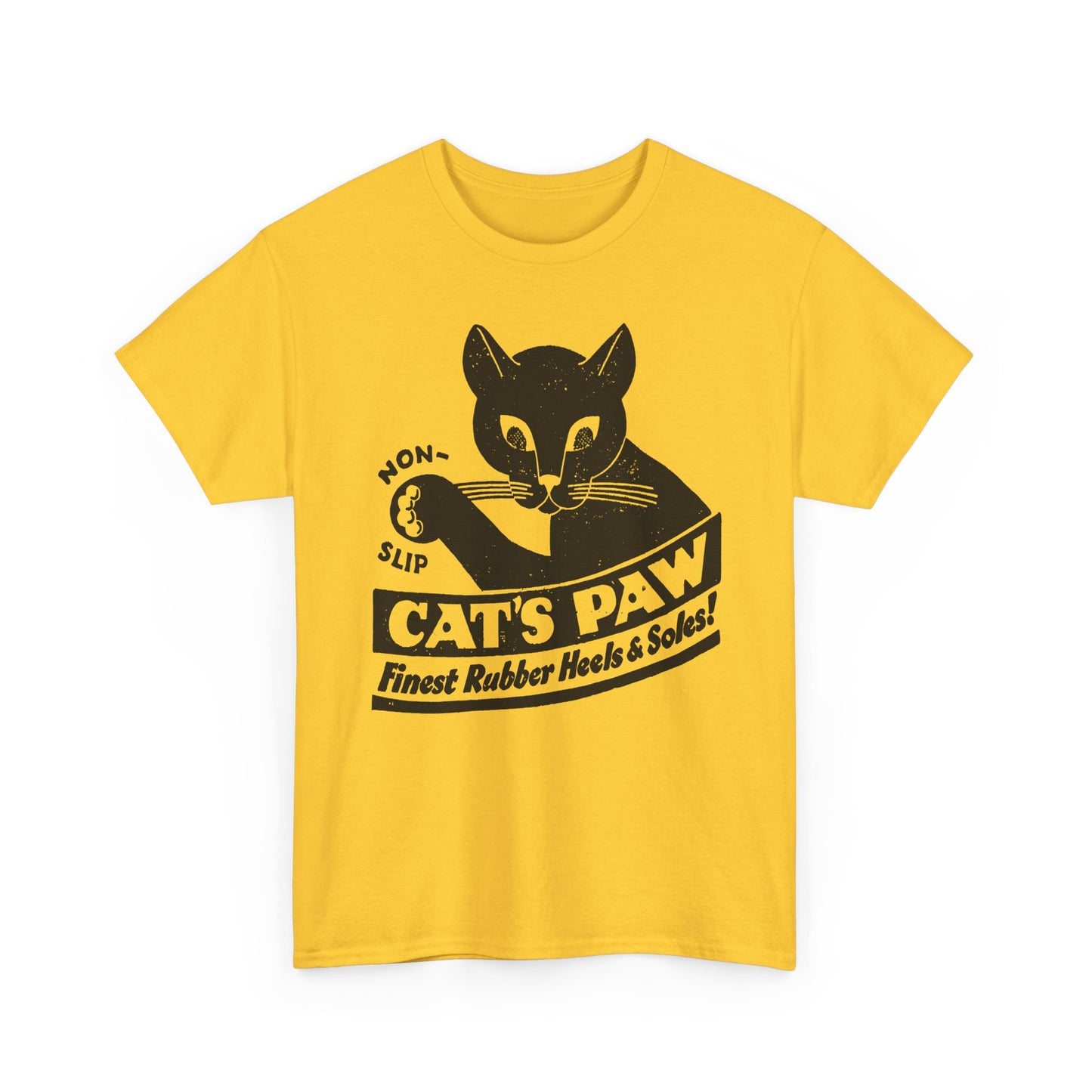 1940s cat's paw rubber heels and soles shoe company logo reproduction tshirt