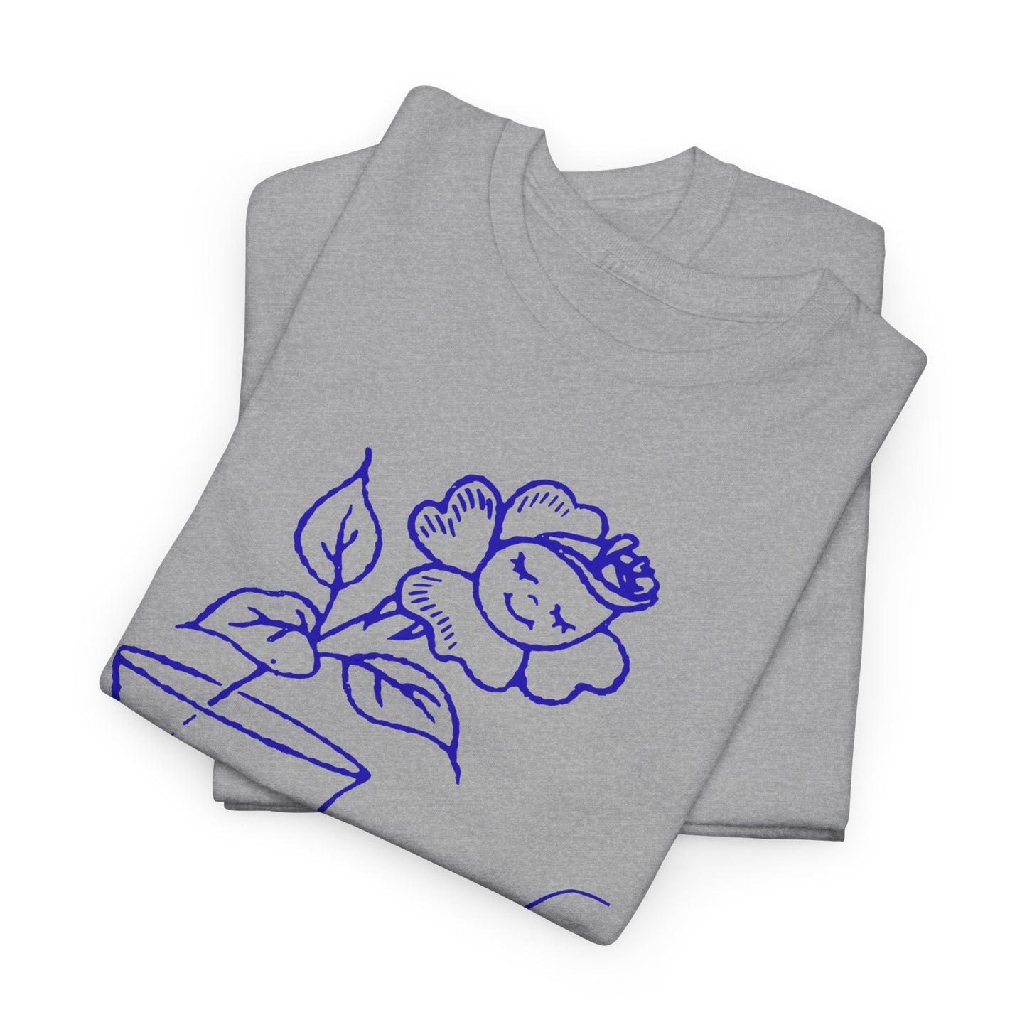 vintage happy flower and flower pots graphic reproduction tshirt